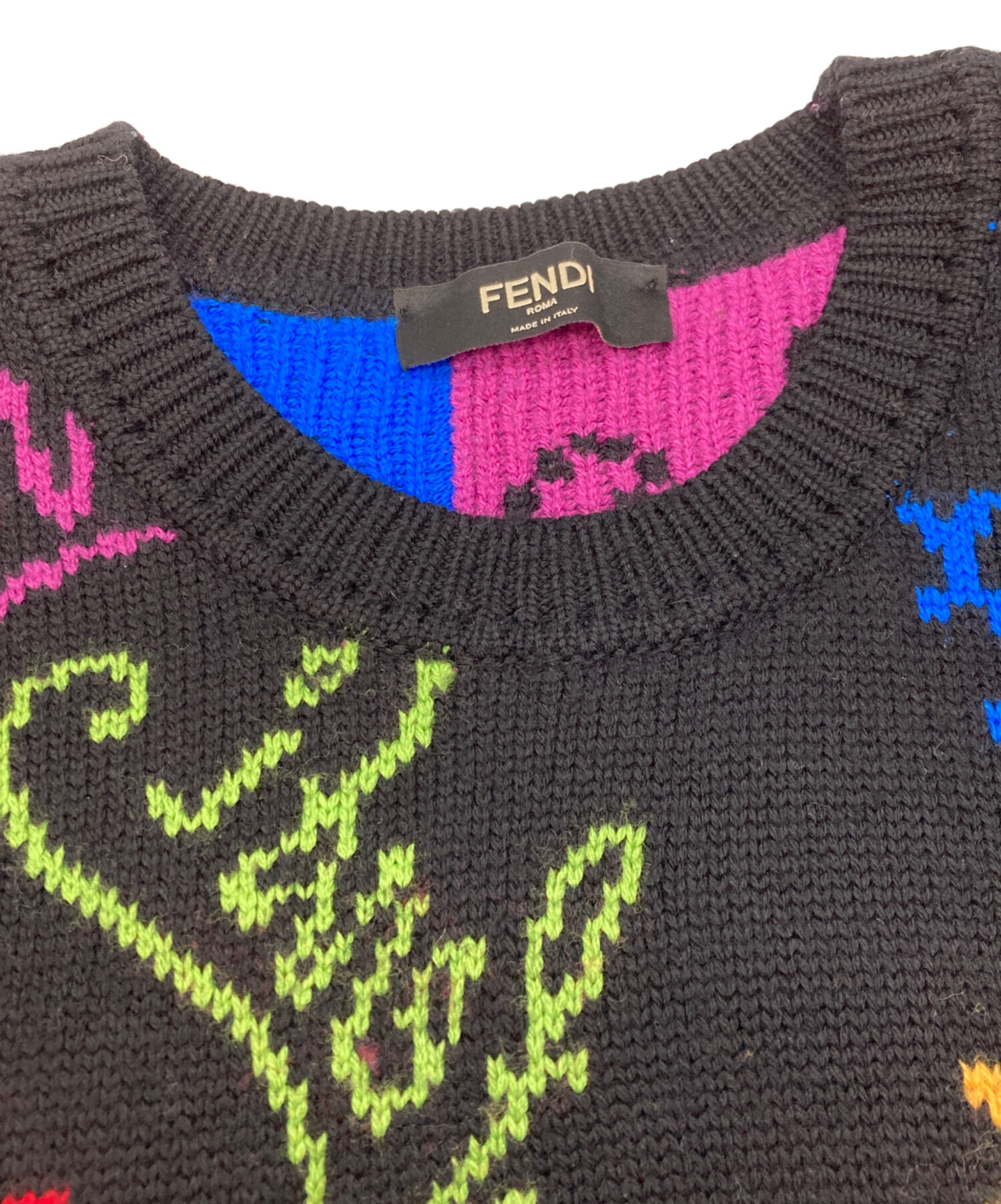 フェンディ ニットトップス  FZY467【Bランク】【中古】 中古・古着通販】FENDI (フェンディ) ニット ブラック サイズ:52