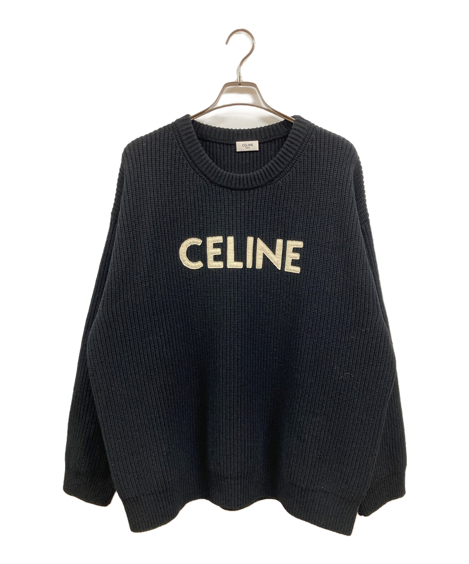中古・古着通販】CELINE (セリーヌ) クルーネックロゴニット ブラック