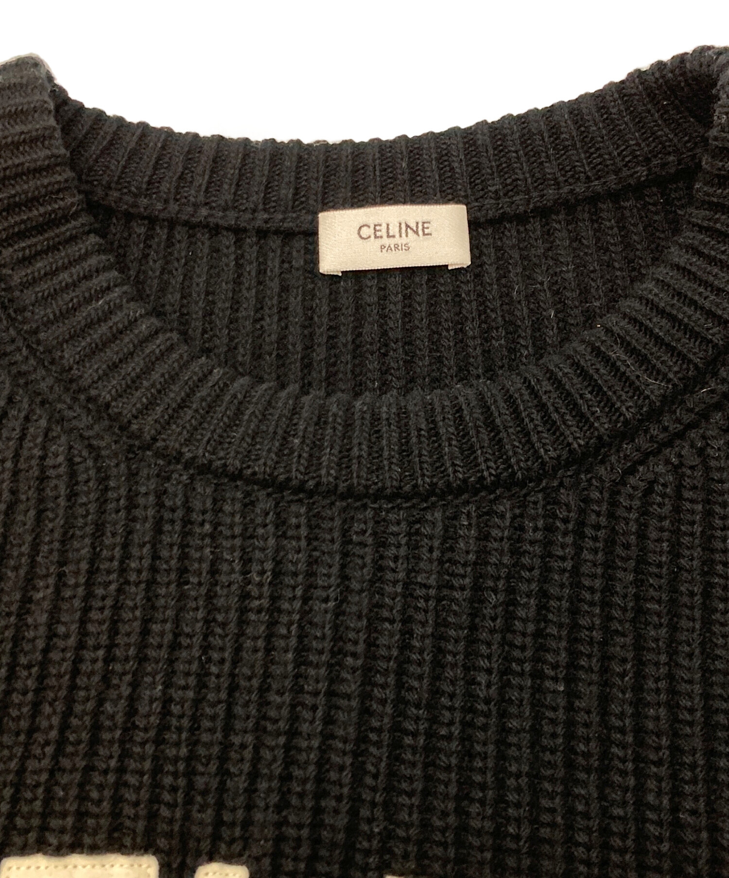 中古・古着通販】CELINE (セリーヌ) クルーネックロゴニット ブラック 