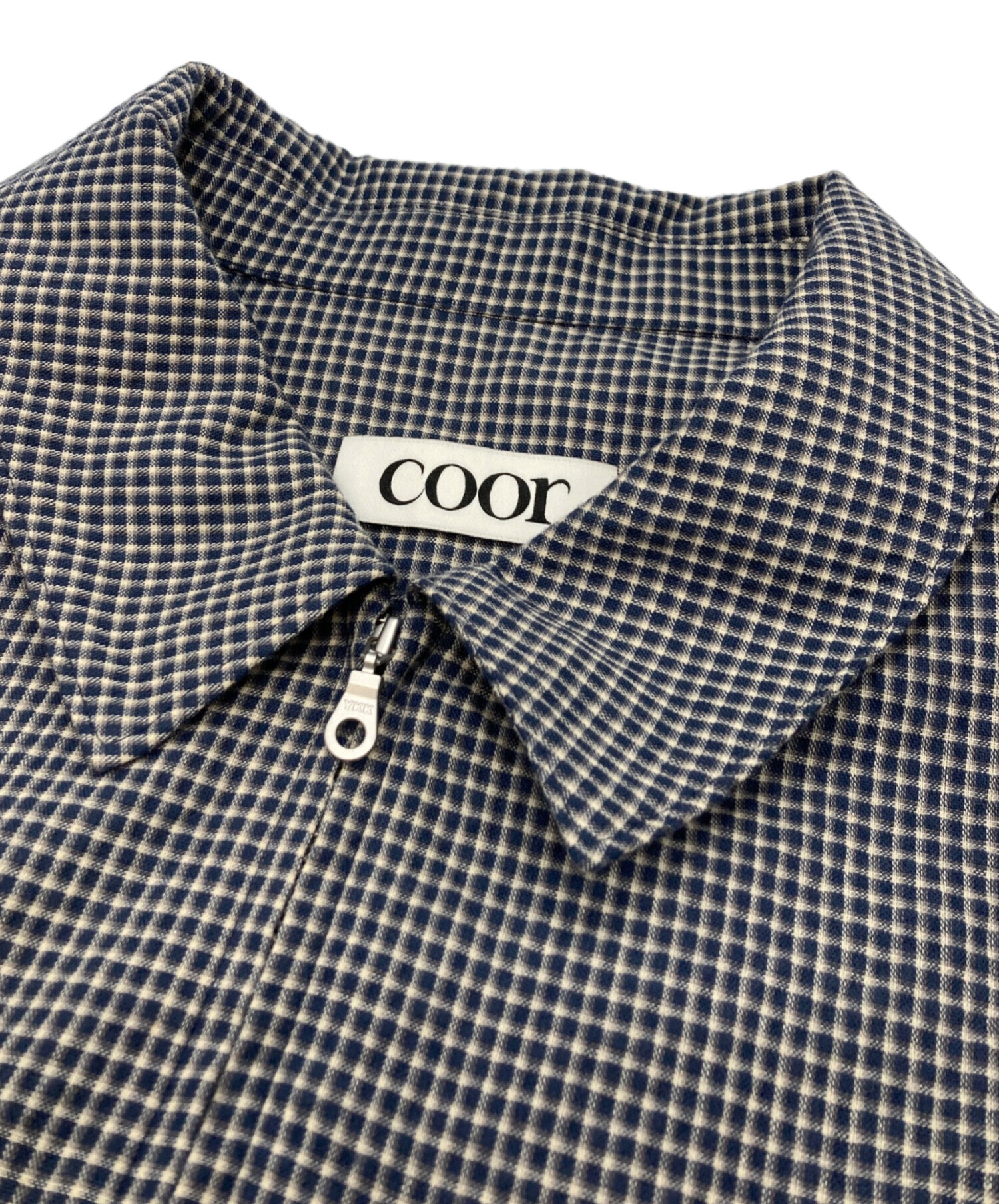 中古・古着通販】COOR (クアー) Micro Check Shirt Zip-Up ブルー