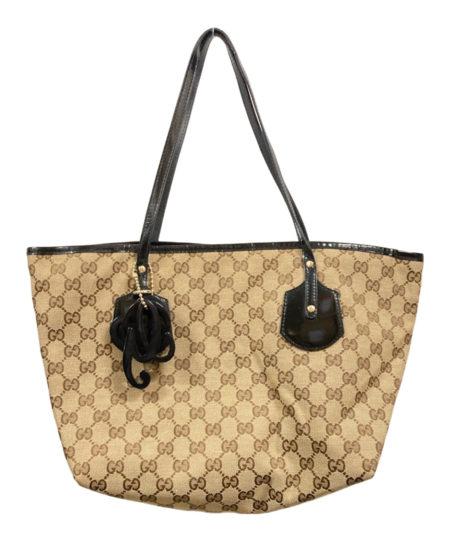 中古・古着通販】GUCCI (グッチ) パテントレザートートバッグ ブラウン