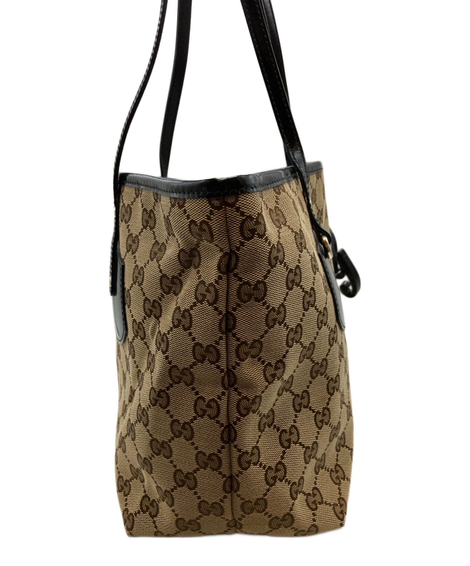 中古・古着通販】GUCCI (グッチ) パテントレザートートバッグ ブラウン