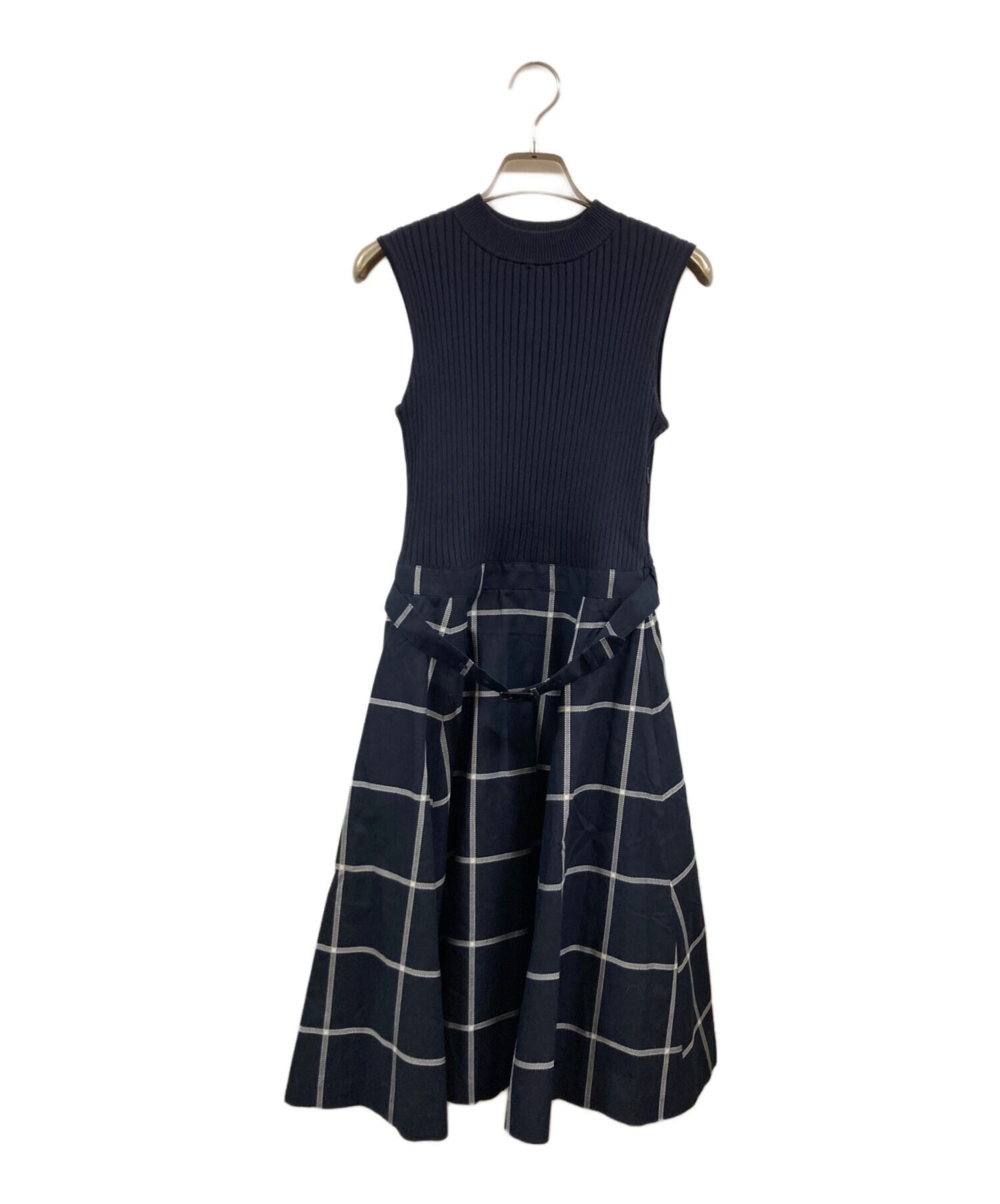 【美品】BLUE LABEL CRESTBRIDGE ニットコンビワンピース BLUE LABEL CRESTBRIDGE（ブルーレーベルクレストブリッジ）の