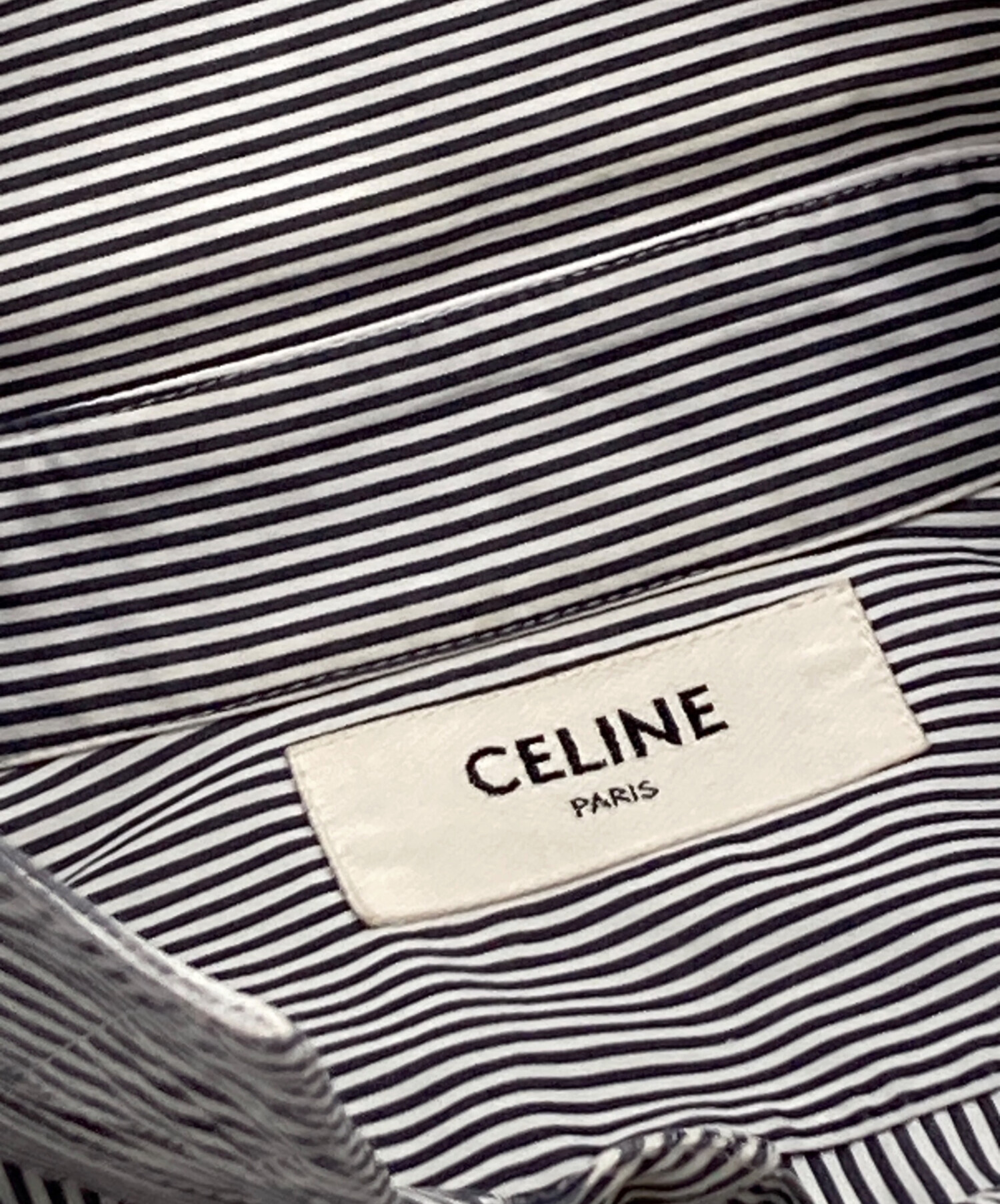 CELINE スリマン期ストライプ柄 長袖シャツ38 中古・古着通販】CELINE (セリーヌ) ストライプシャツ ネイビー×ブルー