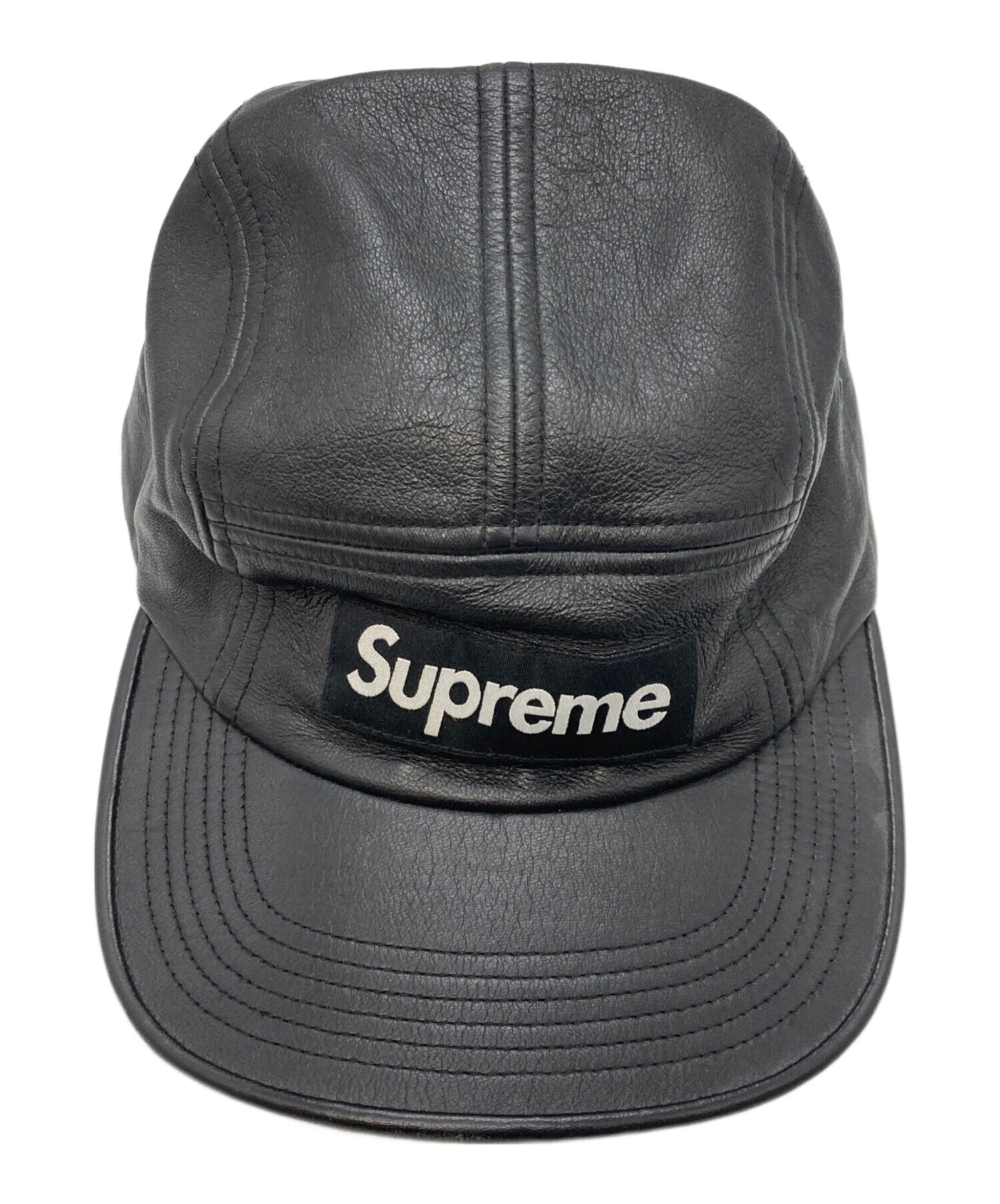 中古・古着通販】SUPREME (シュプリーム) LEATHER CAMP CAP ブラック 