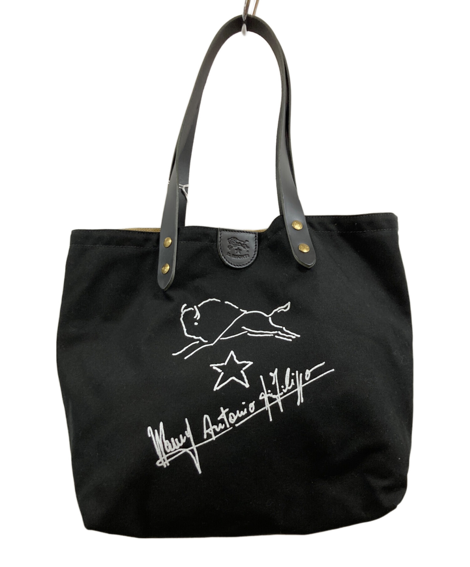 【中古】イル・ビゾンテのトートバッグ 中古・古着通販】IL BISONTE (イル ビゾンテ) トートバッグ ブラック