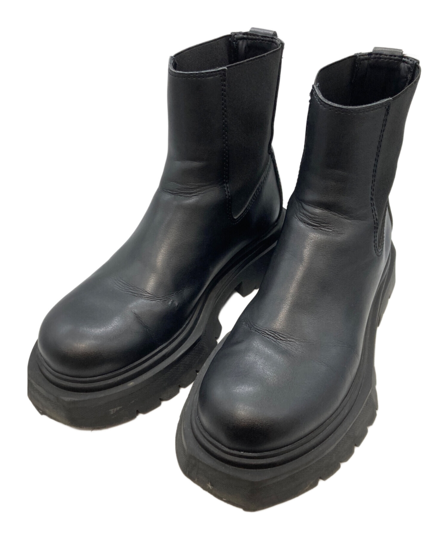 00s【archive】y2k ZARA ザラ　レザーコンバットブーツEU43 中古・古着通販】ZARA (ザラ) サイドゴアシューズ ブラック サイズ:43