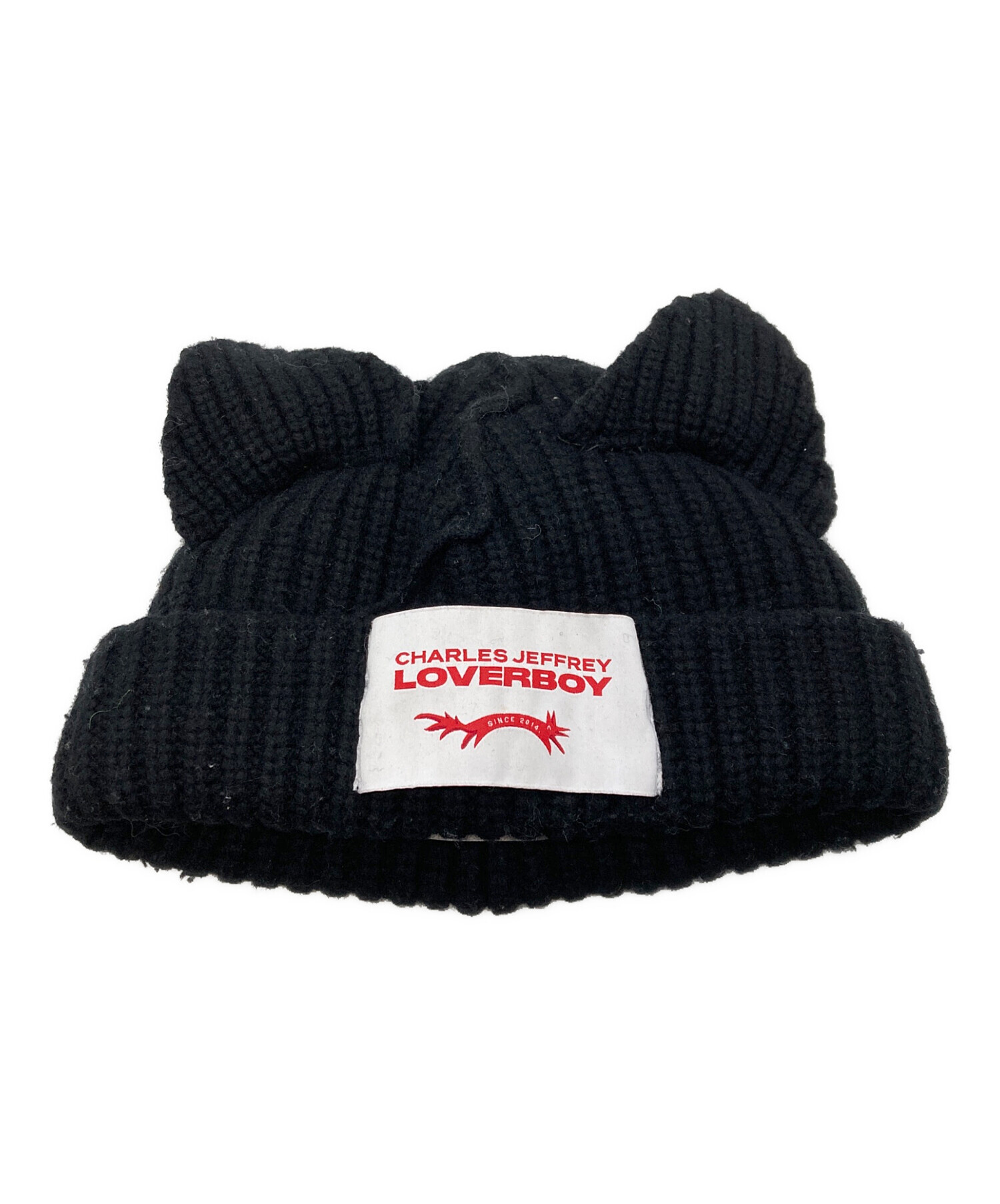 Charles Jeffrey Loverboy 猫耳ニット帽 ブラック 中古・古着通販】LOVERBOY (ラヴァーボーイ) 猫耳ニット帽 ブラック