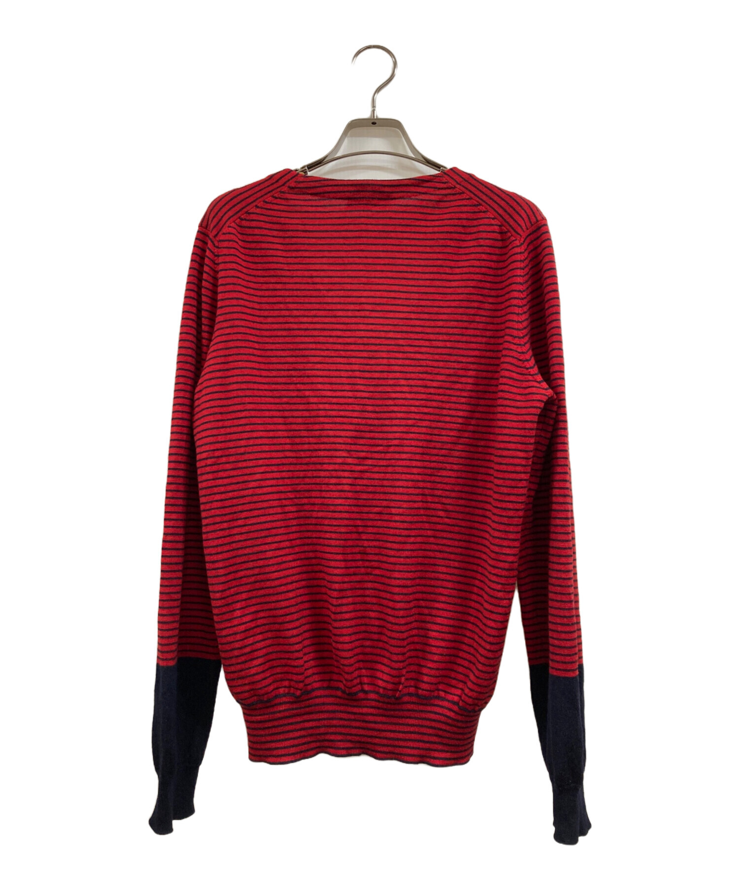 中古・古着通販】PRADA (プラダ) ボーダーカーディガン レッド サイズ