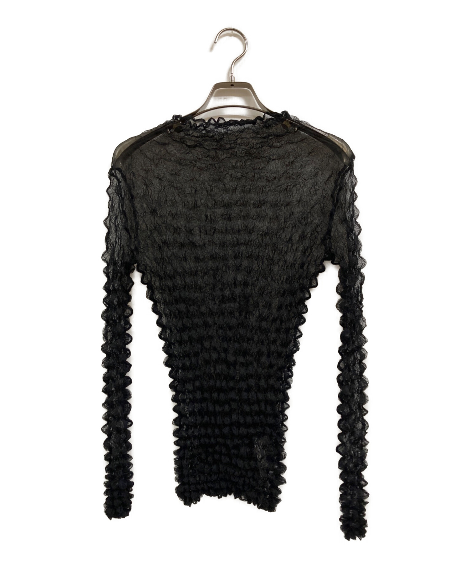 中古・古着通販】AMERI (アメリ) SHEER POPCORN TOP ブラック サイズ