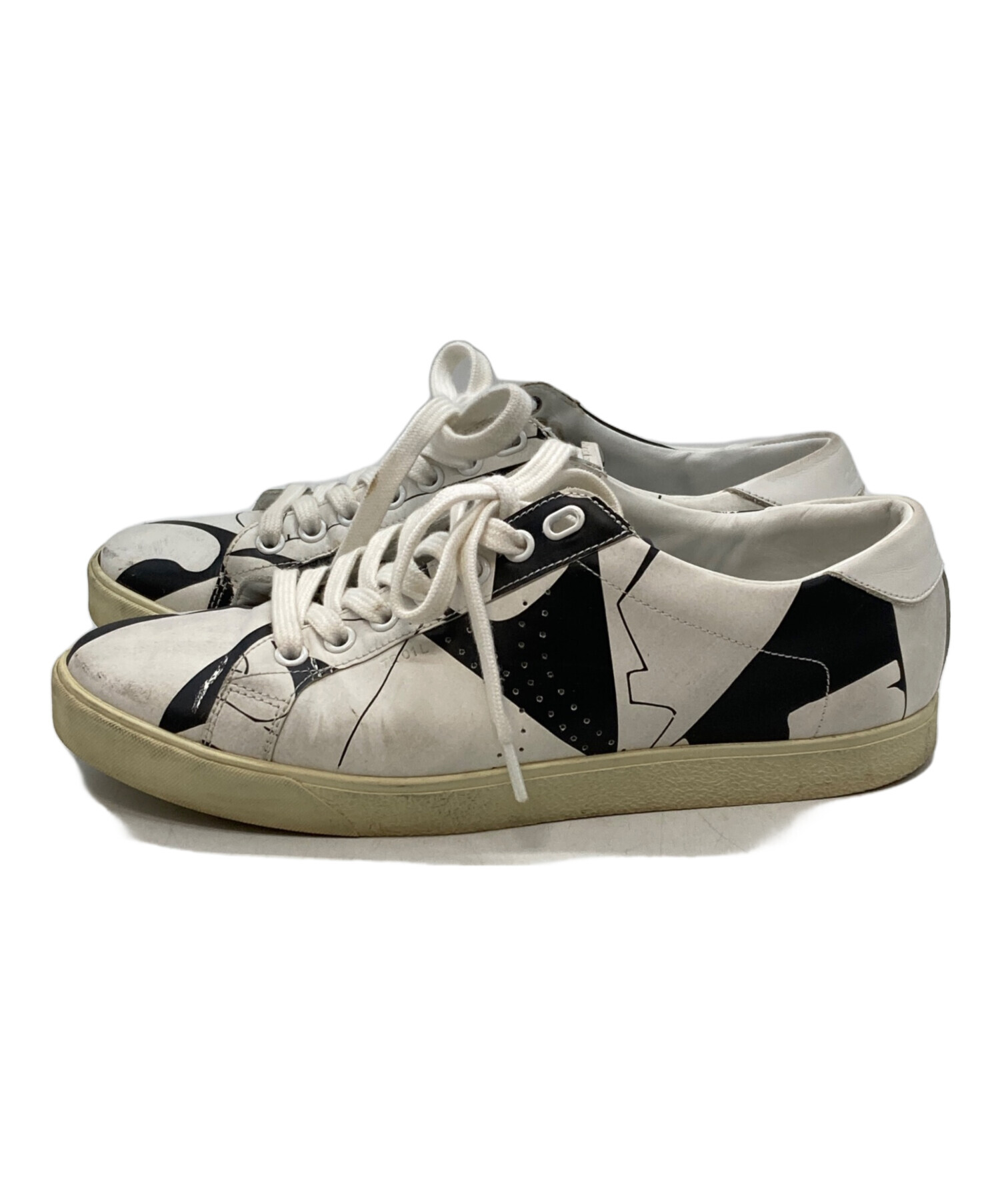 CELINE スニーカー ホワイト/ブラック 中古・古着通販】CELINE (セリーヌ) ローカットスニーカー ホワイト