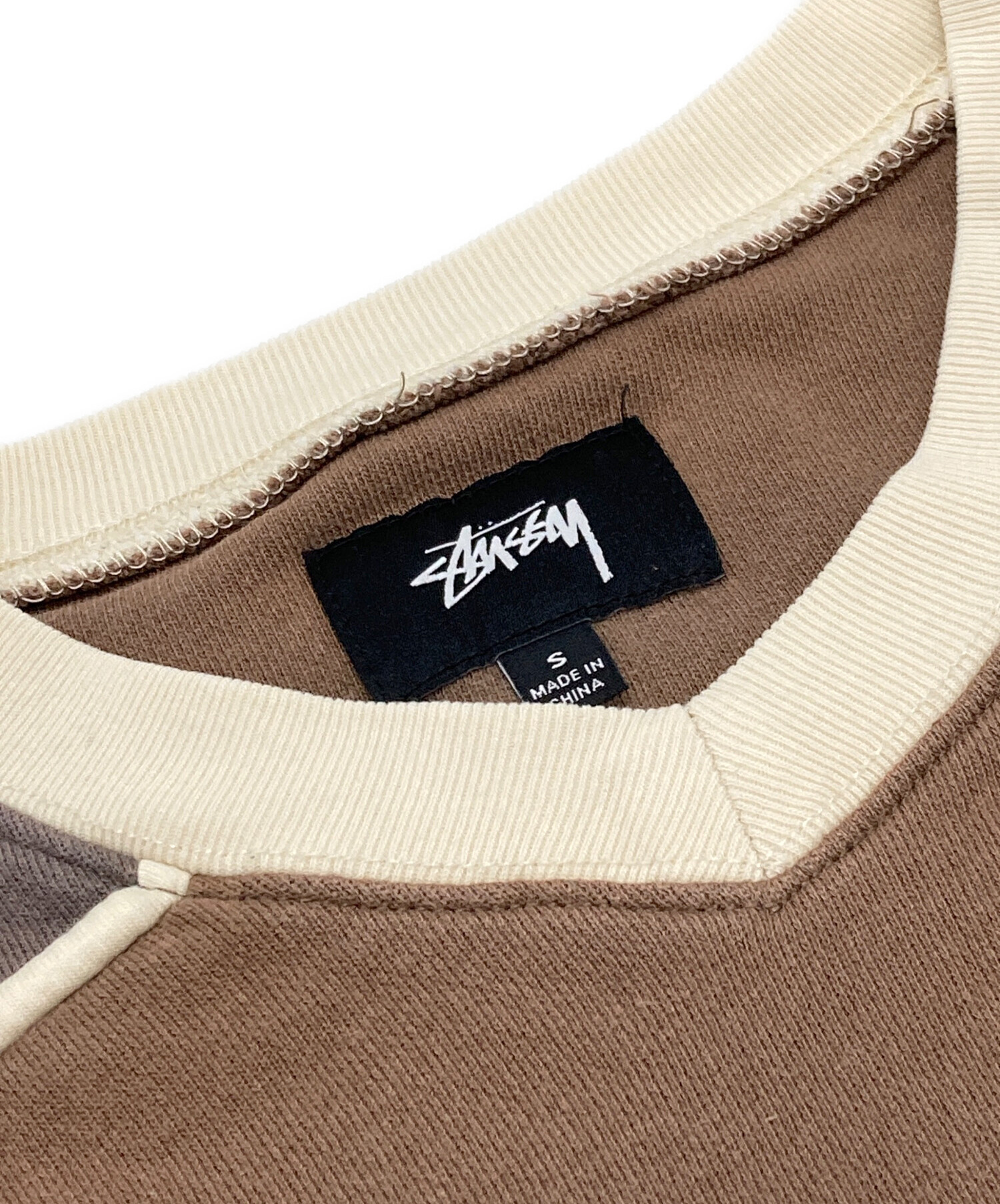 中古・古着通販】stussy (ステューシー) Panel V Neck LS Tee ブラウン