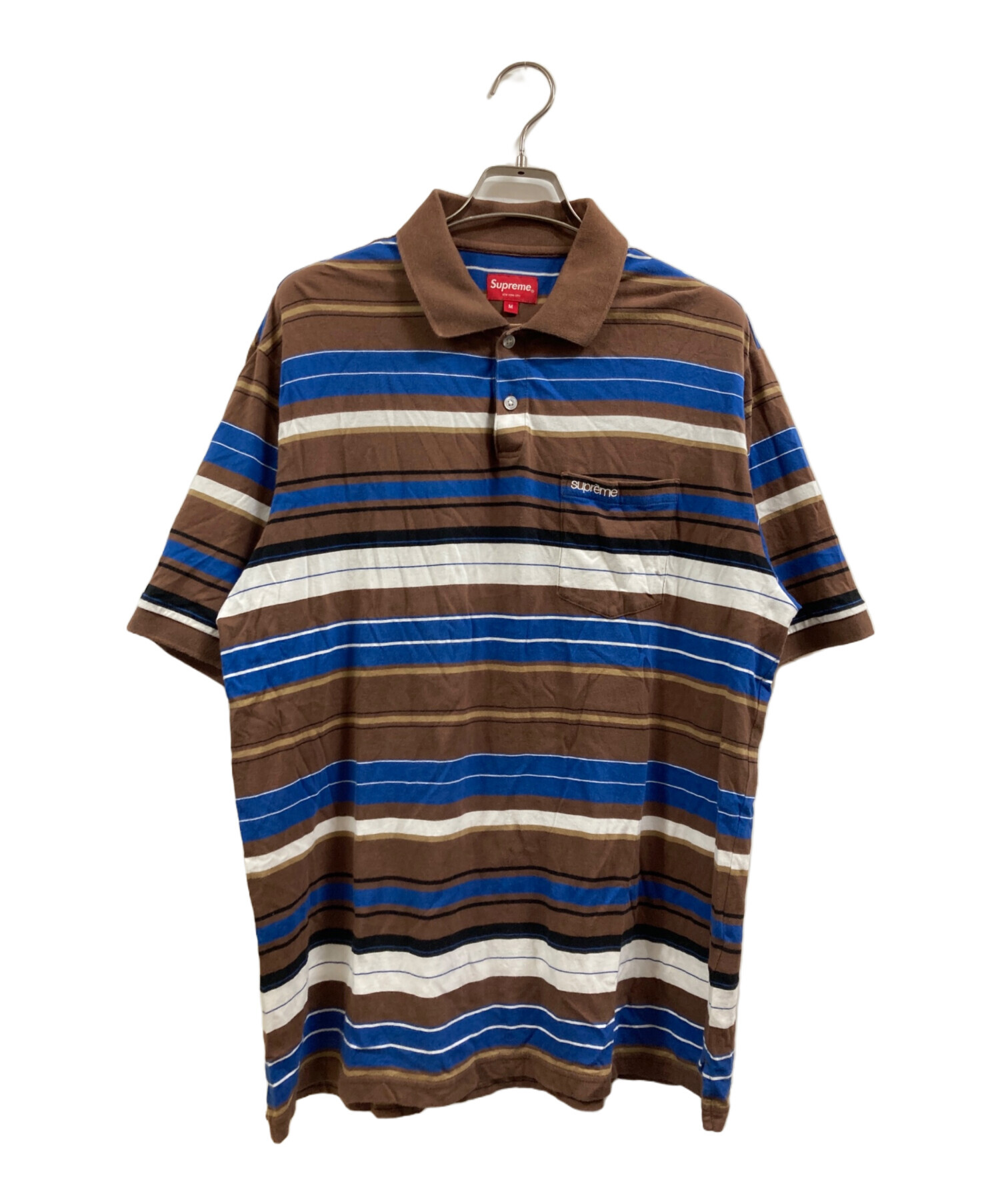 Supreme ストライプ ポロシャツ ブラウン 中古・古着通販】Supreme (シュプリーム) マルチボーダーポロシャツ