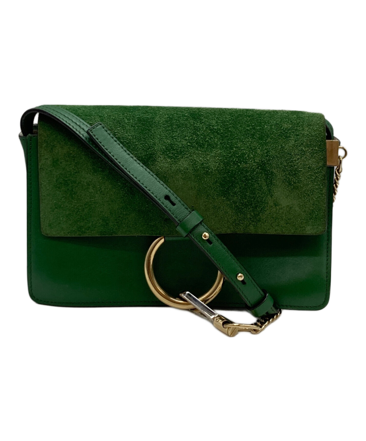 K◆Chloe Faye ショルダーバッグ レザー スウェード グリーン 中古・古着通販】Chloe (クロエ) FAYEショルダーバッグ グリーン