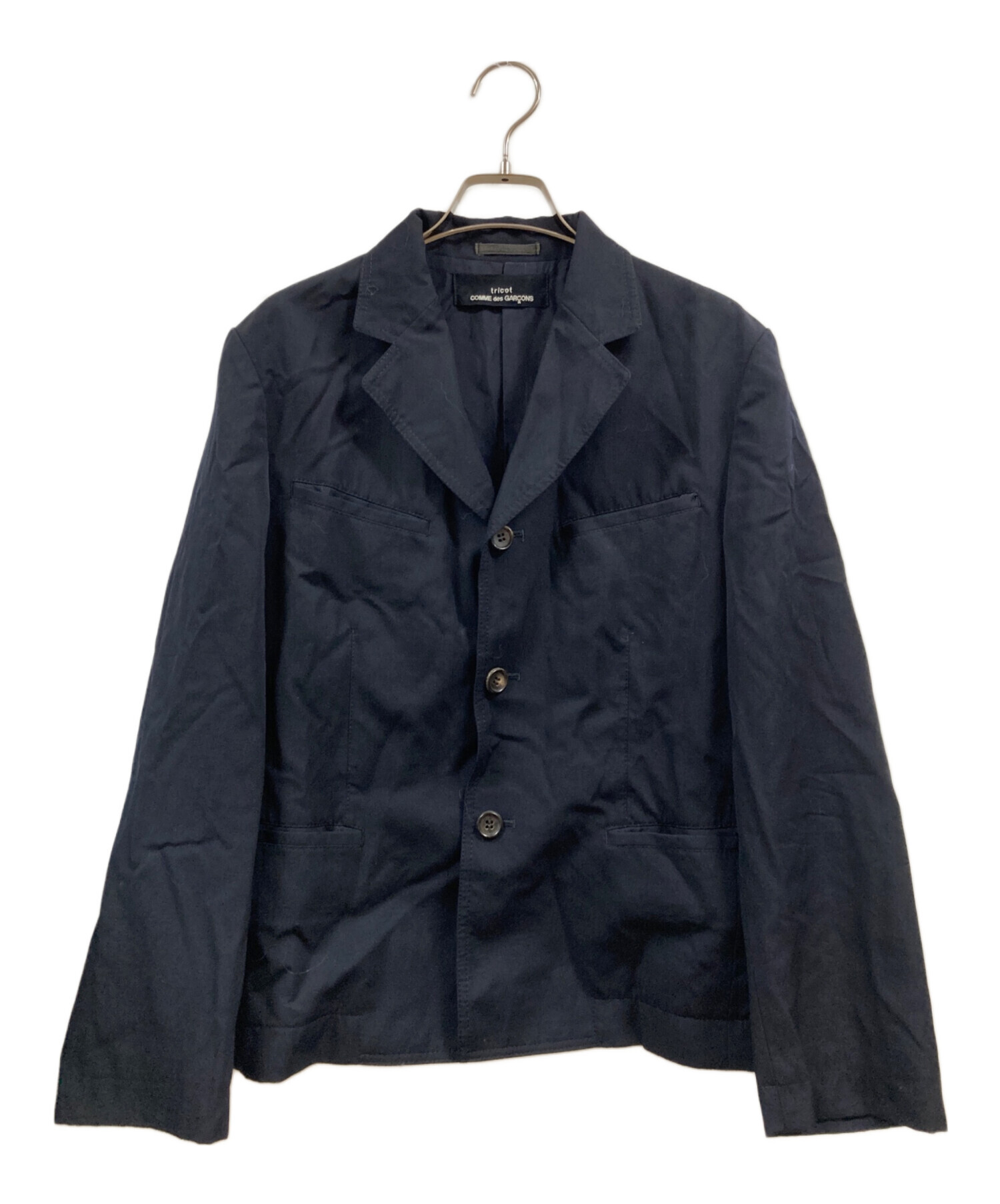 トリココムデギャルソン ネイビー テーラードジャケット 中古・古着通販】tricot COMME des GARCONS (トリココムデギャルソン