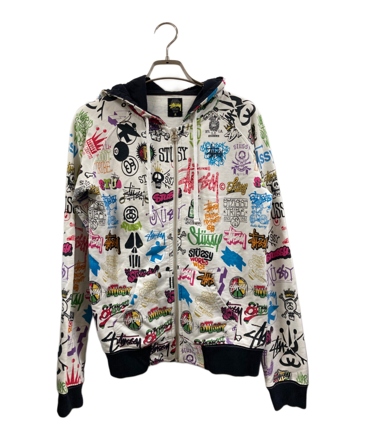 OLD STUSSY グラフィック総柄パーカー M 希少 中古・古着通販】stussy (ステューシー) 歴代ロゴジップパーカー