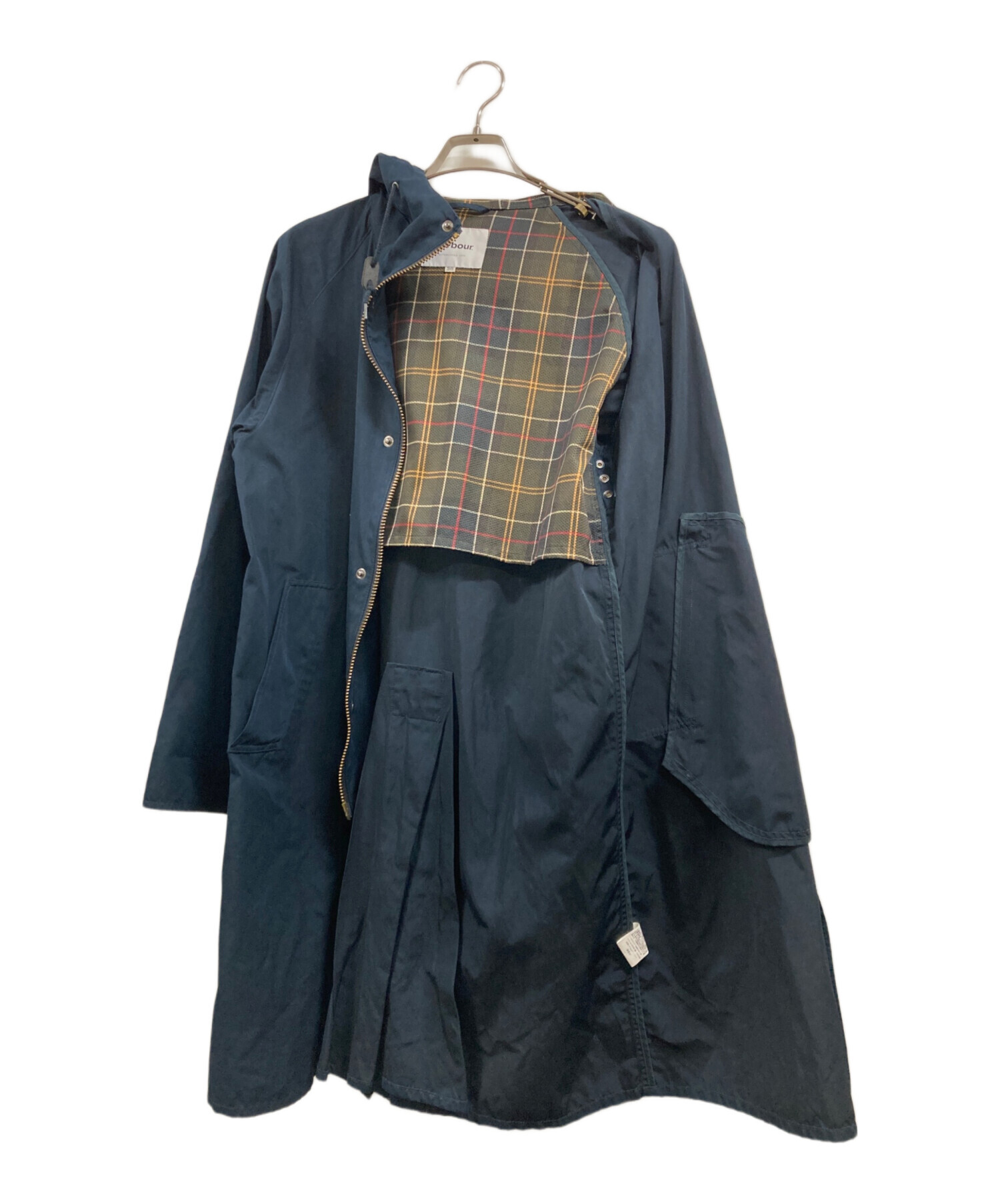 美品barbourバブアー シングルブレステッド　ネイビー紺　ステンカラーコート 中古・古着通販】Barbour (バブアー) フーデッドハンティングコート