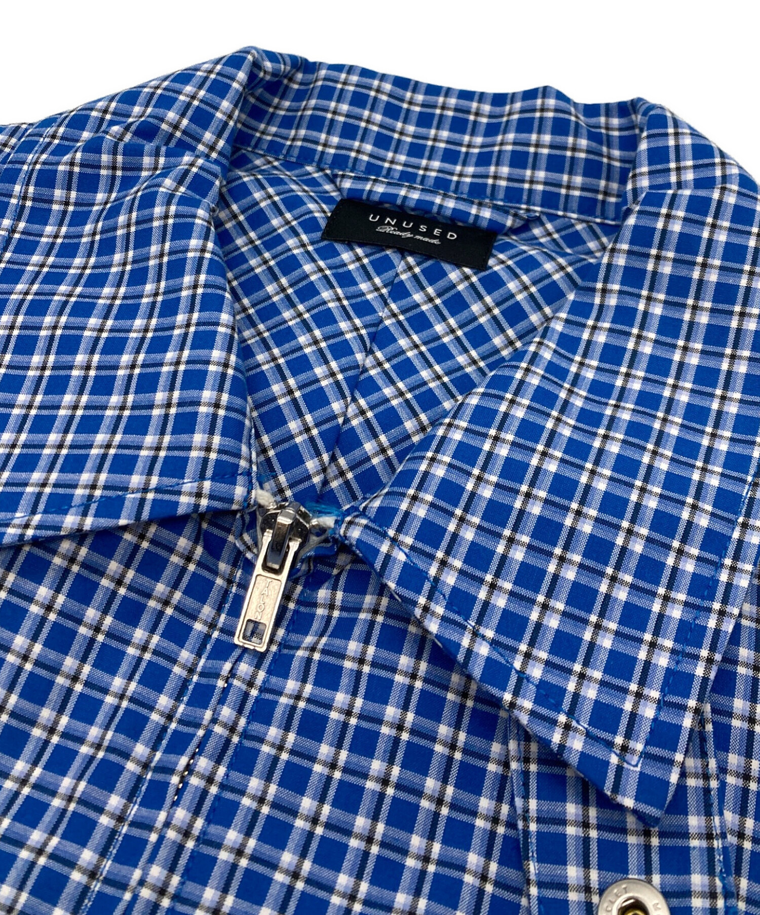 中古・古着通販】UNUSED (アンユーズド) CHECK BLOUSON ブルー サイズ