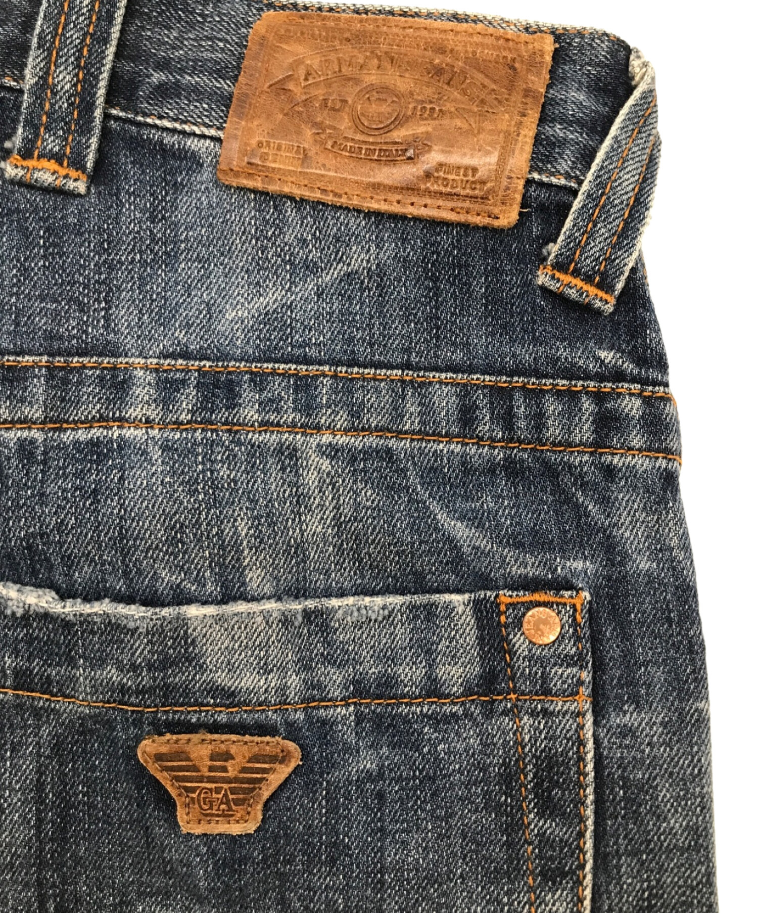 通年物69，000円新品ARMANI JEANSアルマーニ★夏向けゆったりテーパードのくるぶし丈クロップドジーンズ【34＝実質38インチ】