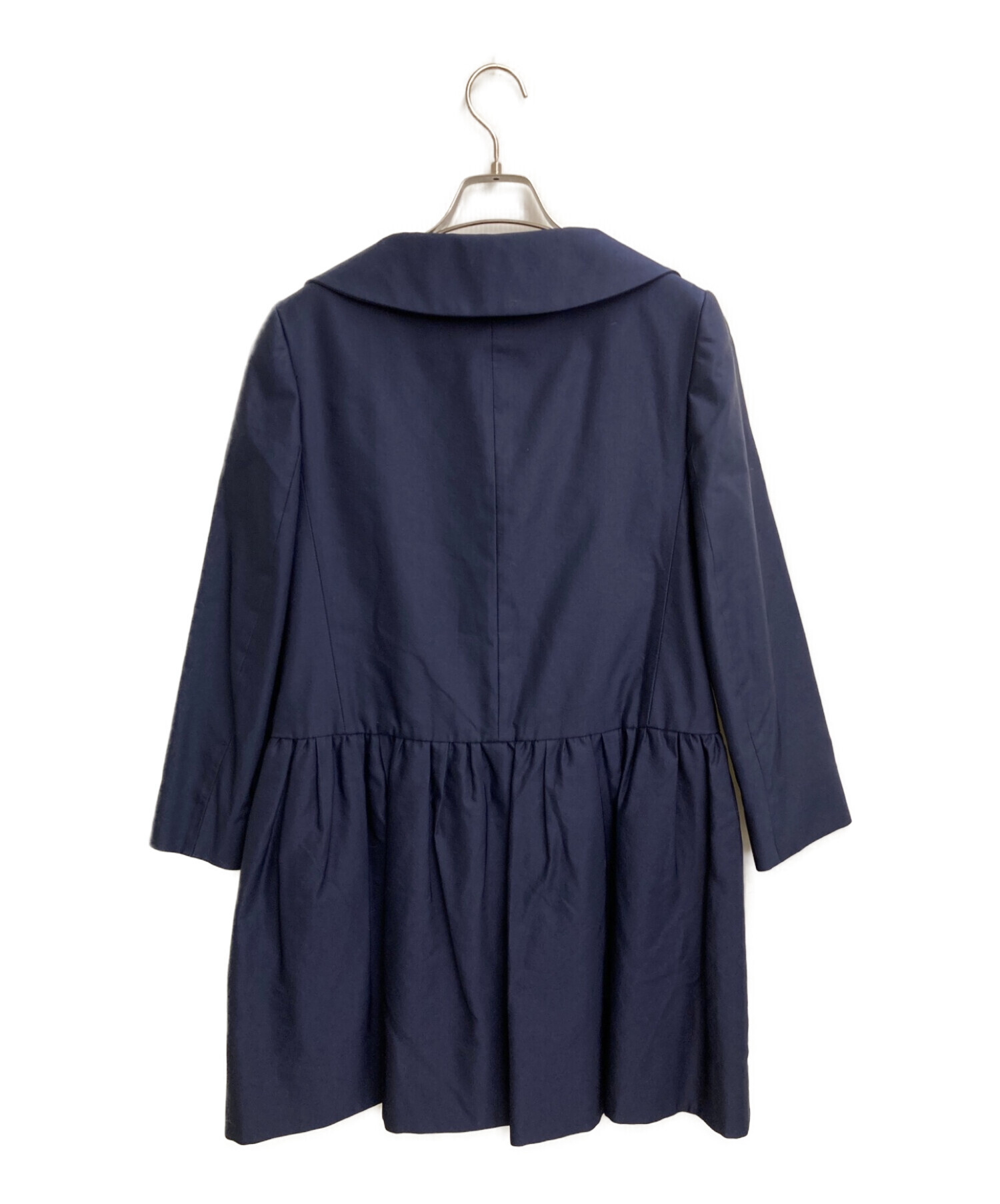 PRADA 濃紺 ロングコート 中古・古着通販】PRADA (プラダ) 丸襟タックロングコート ネイビー