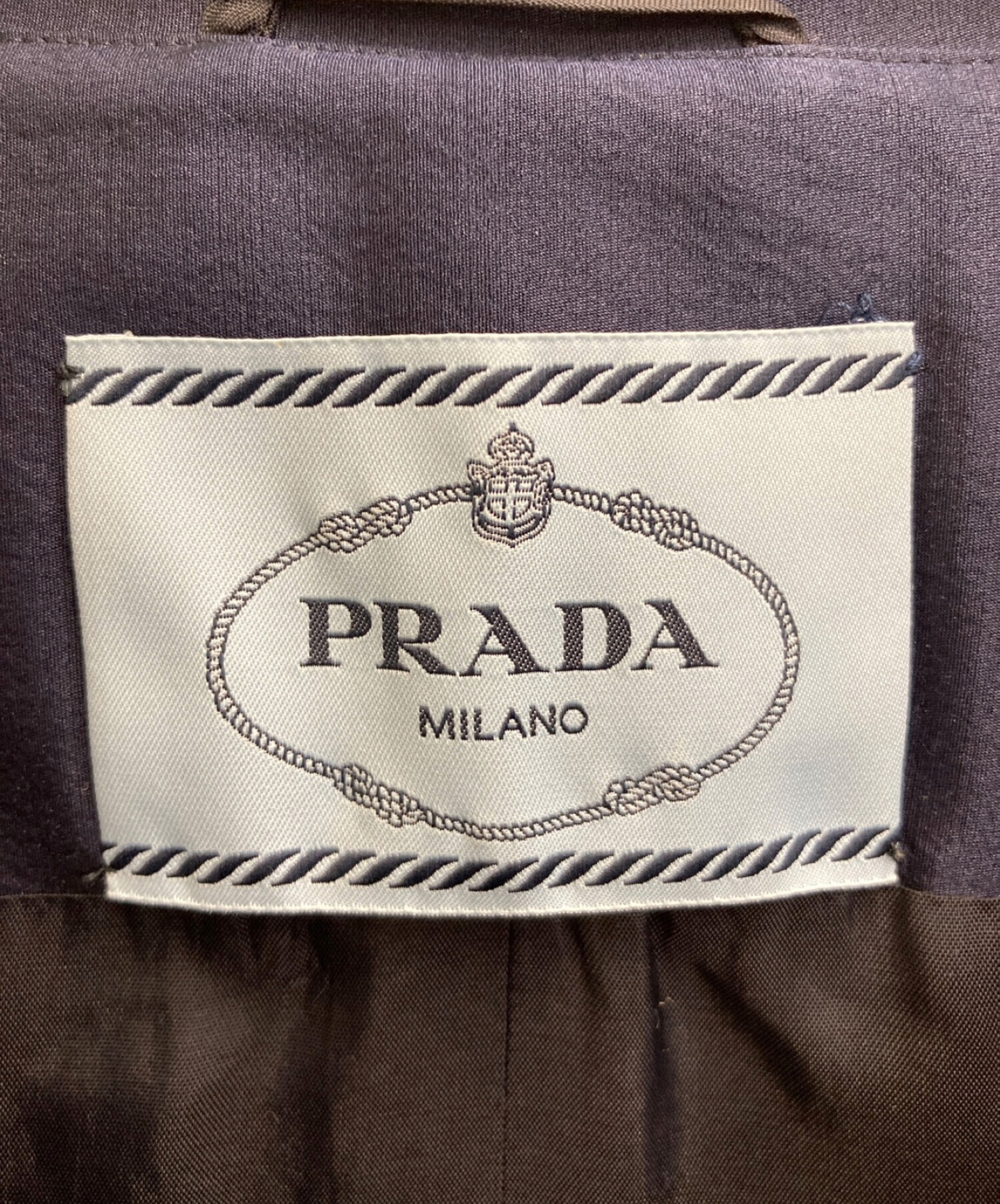 中古・古着通販】PRADA (プラダ) 丸襟タックロングコート ネイビー
