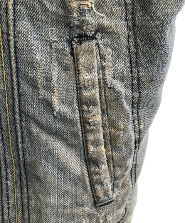 DIESEL Lサイズ ブラックデニムベスト フリンジ加工 DIESEL Lサイズ
