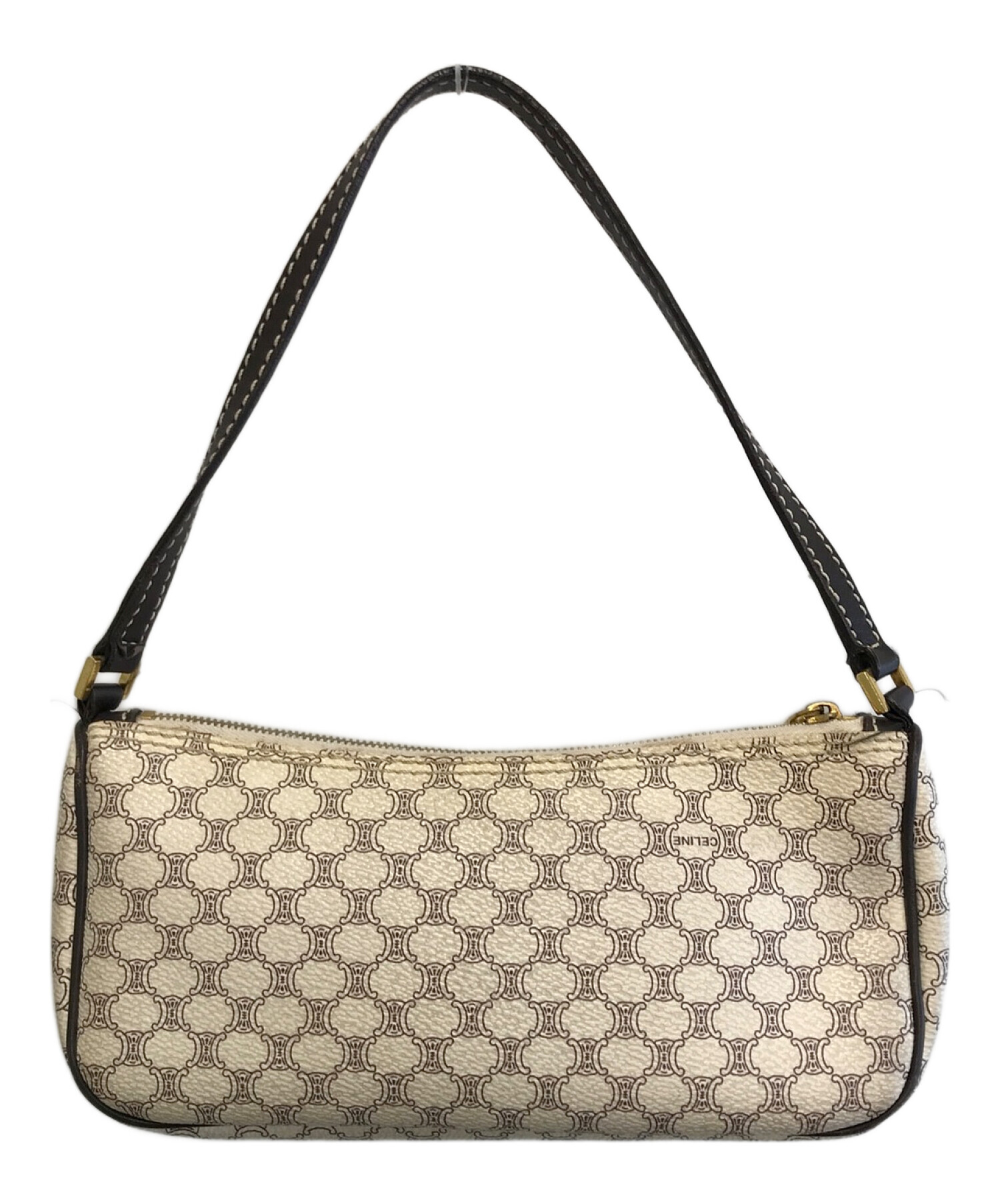 中古・古着通販】CELINE (セリーヌ) マカダム柄ミニポーチ ホワイト 