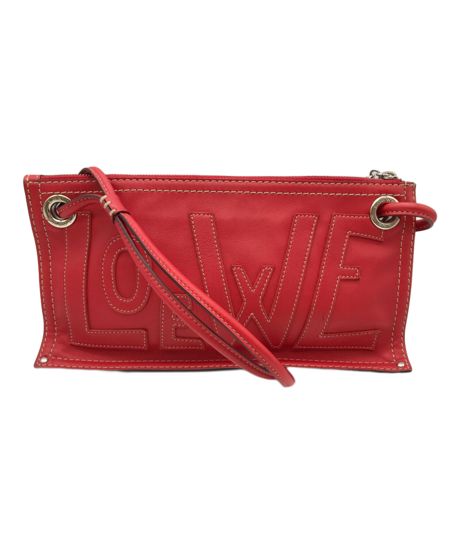 中古・古着通販】LOEWE (ロエベ) レザーミニバッグ レッド サイズ 