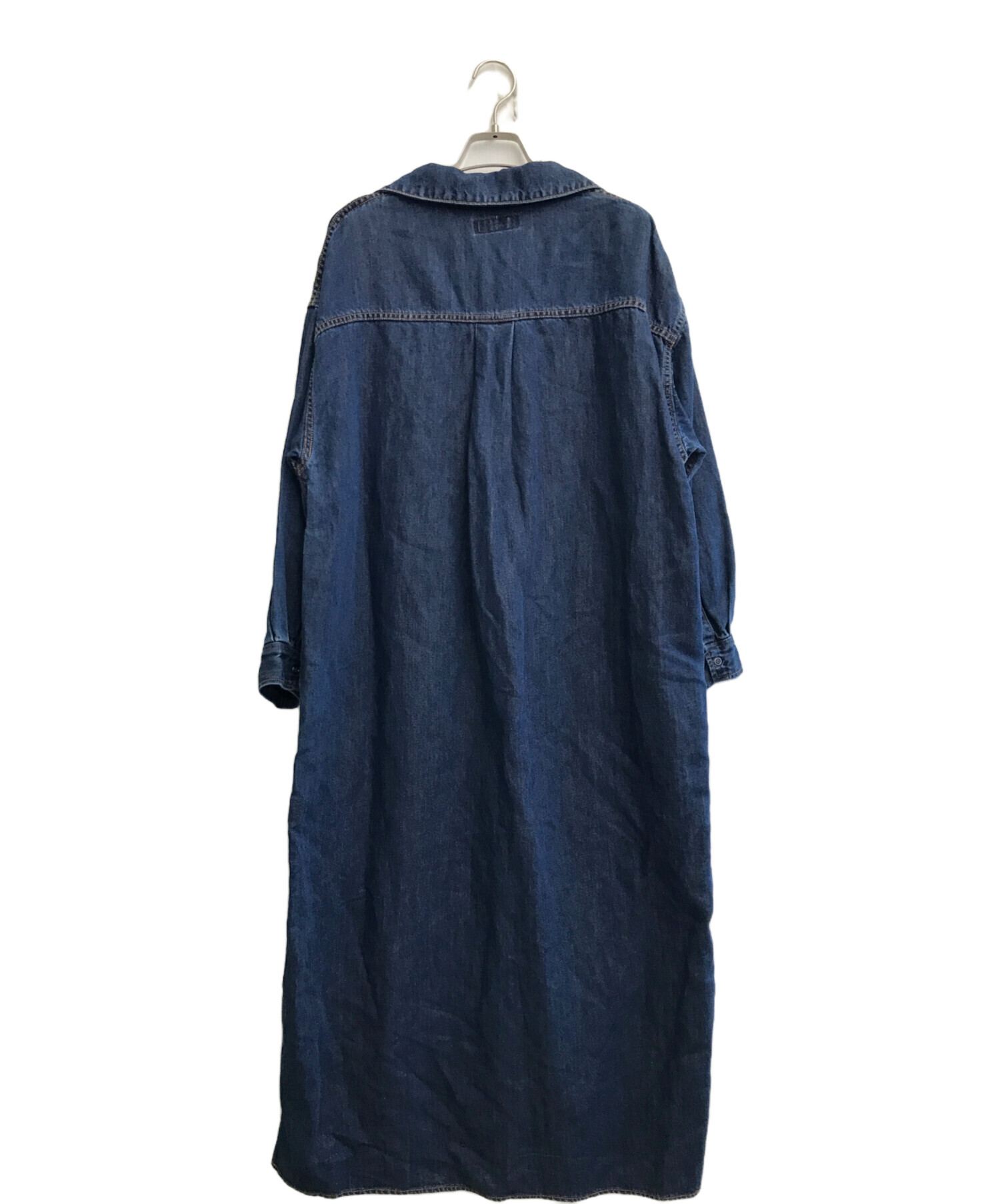 SACRA コットンリネンデニム スキッパーカラーワンピース　38 SACRA コットンリネンデニム スキッパーカラーワンピース 38 SACRA