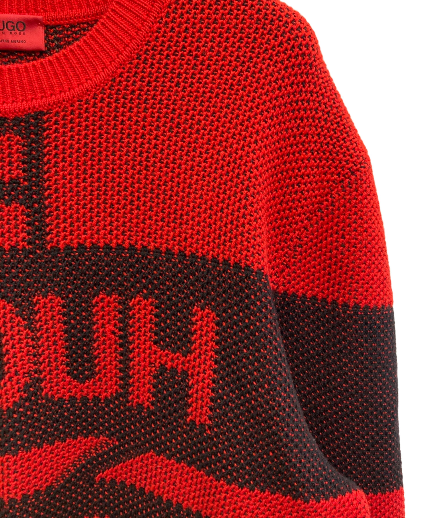 HUGO BOSS ヒューゴボス ニット・セーター レディース 【古着】【中古】 中古・古着通販】HUGO BOSS (ヒューゴ ボス) ジャガードニット レッド