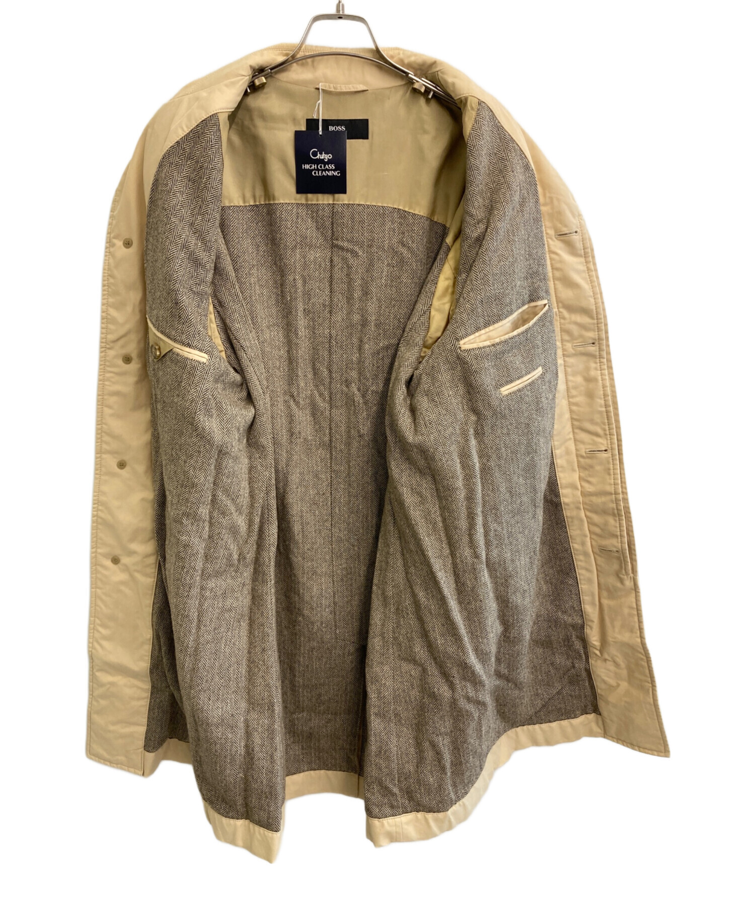 ヒューゴボス 希少56サイズ ステンカラーコート ライナー ベージュ ヒューゴボス 希少56サイズ ステンカラーコート ライナー ベージュ