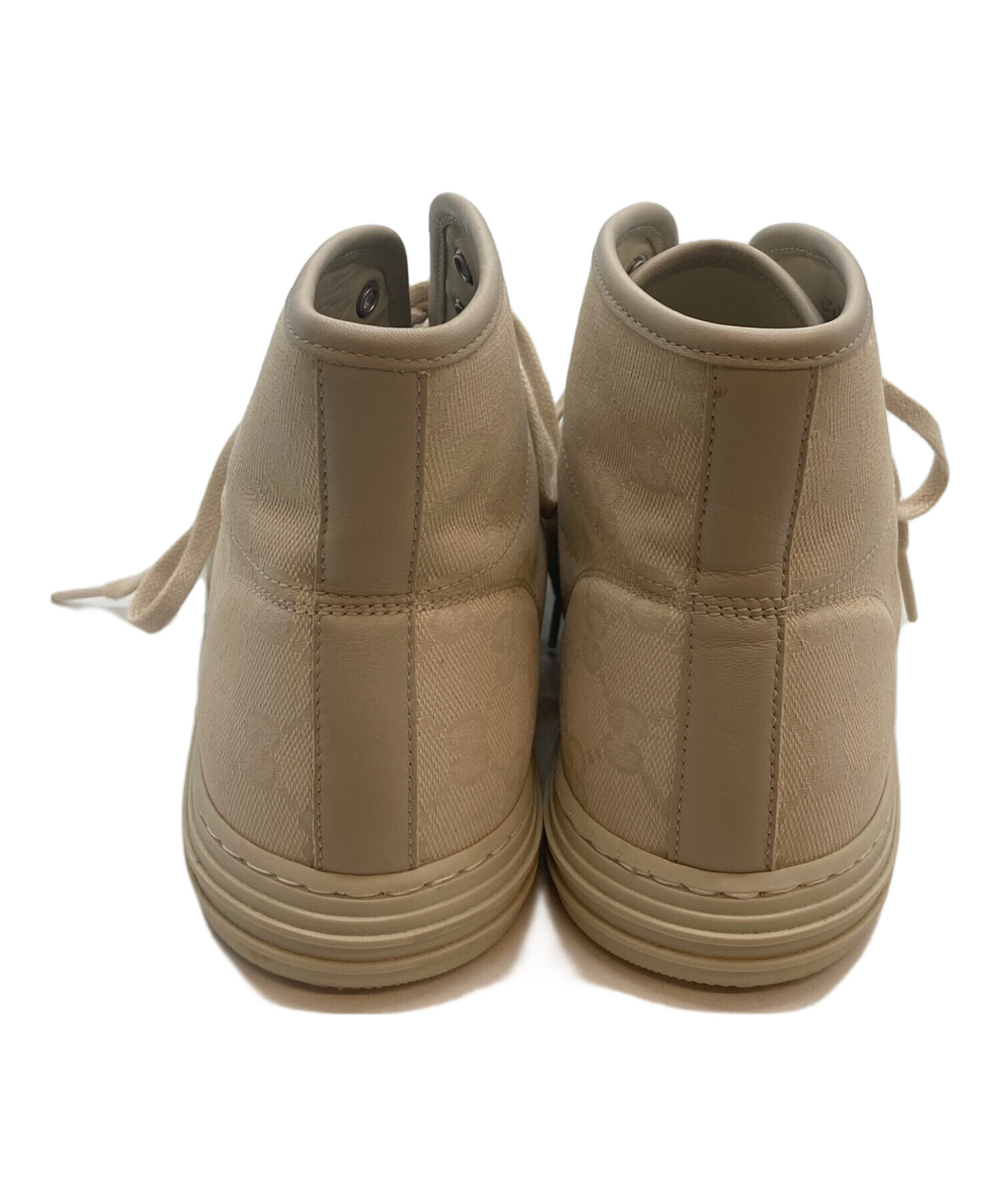 グッチ ハイカットスニーカー GGスプリーム メンズ レザー ベージュ 26.5 中古・古着通販】GUCCI (グッチ) ハイカットスニーカー ベージュ
