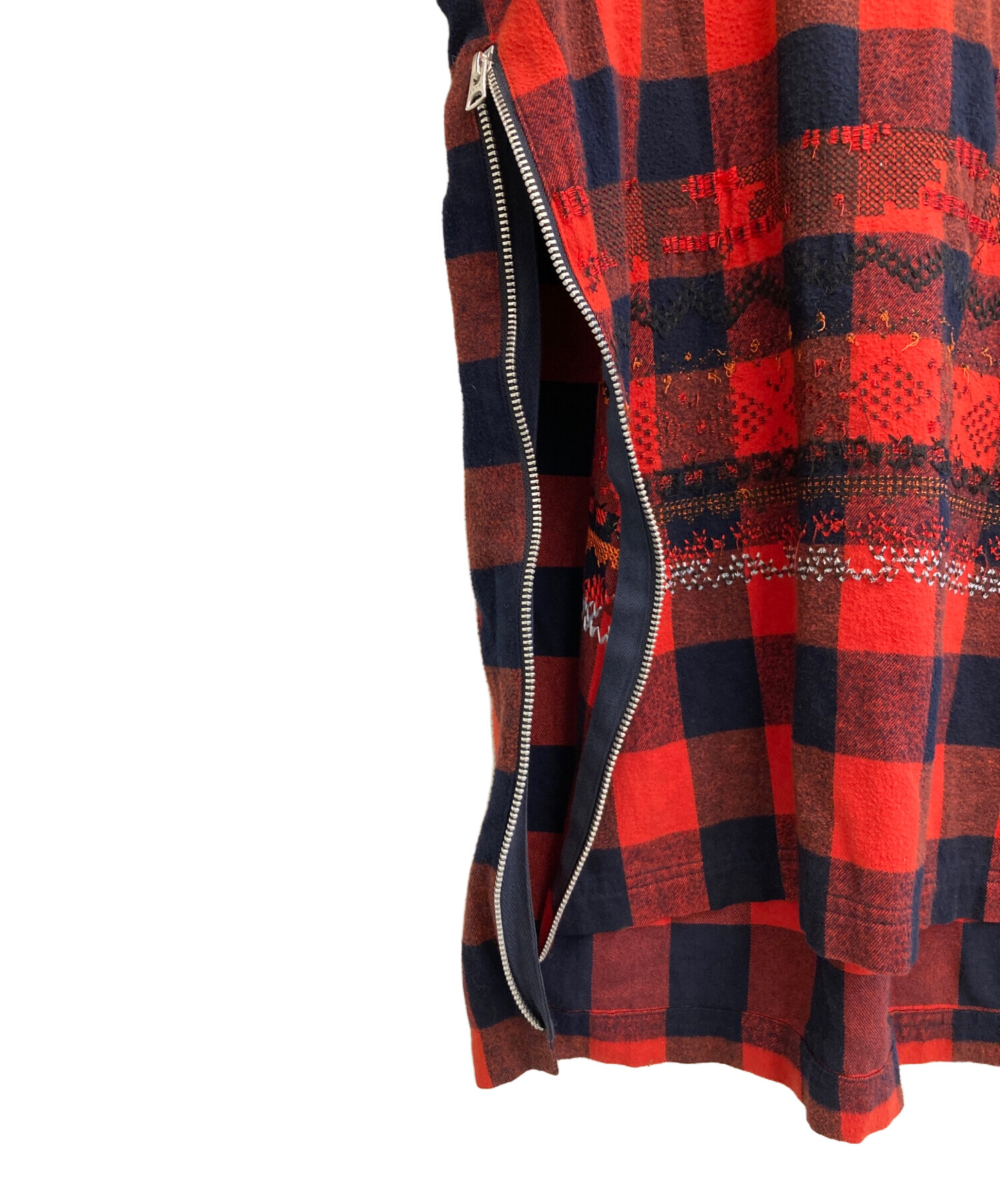 中古・古着通販】sacai (サカイ) プルオーバーチェックシャツ レッド