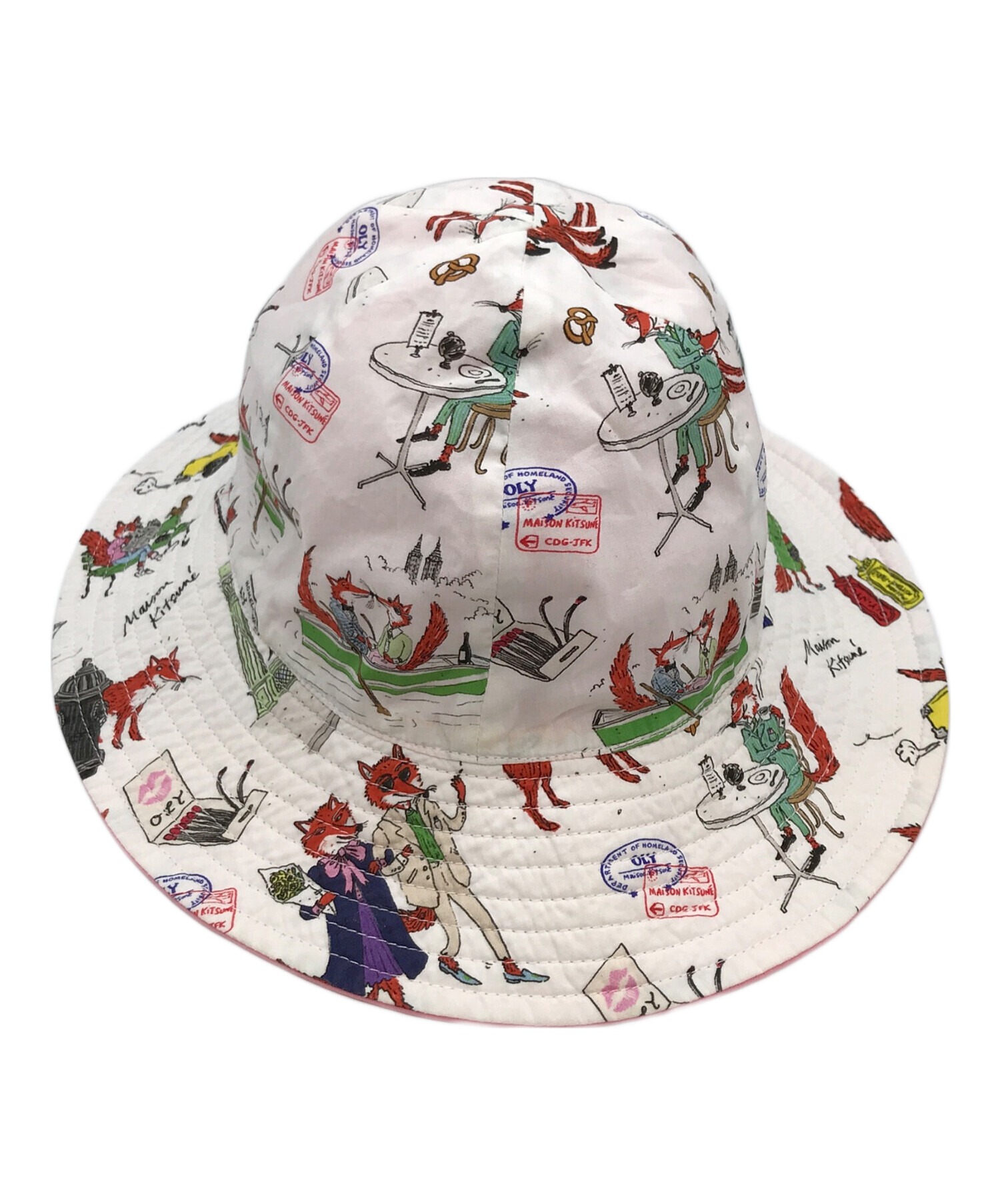 中古・古着通販】MAISON KITSUNE (メゾンキツネ) 総柄ハット ホワイト 