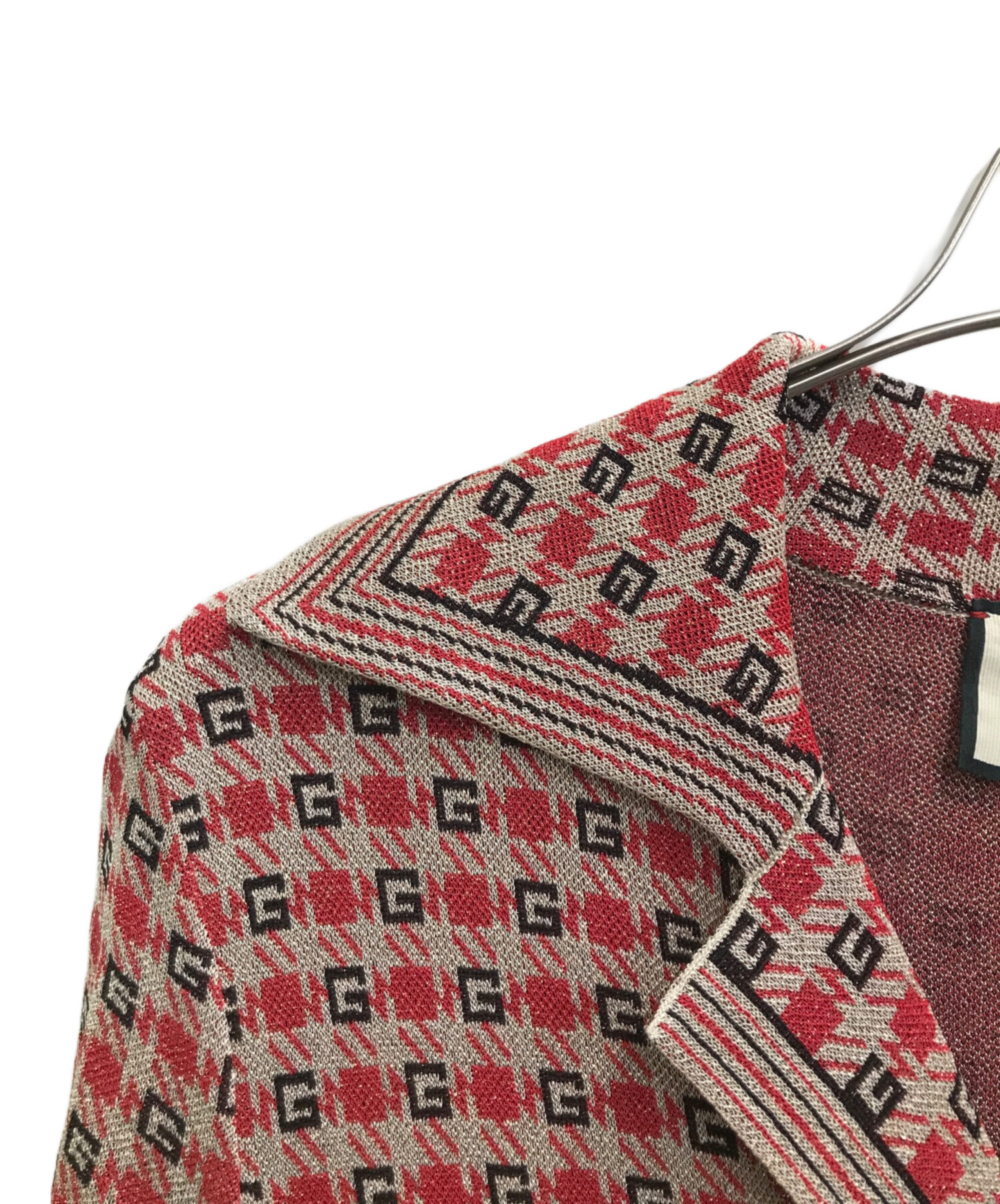 中古・古着通販】GUCCI (グッチ) ニットワンピース レッド×ベージュ