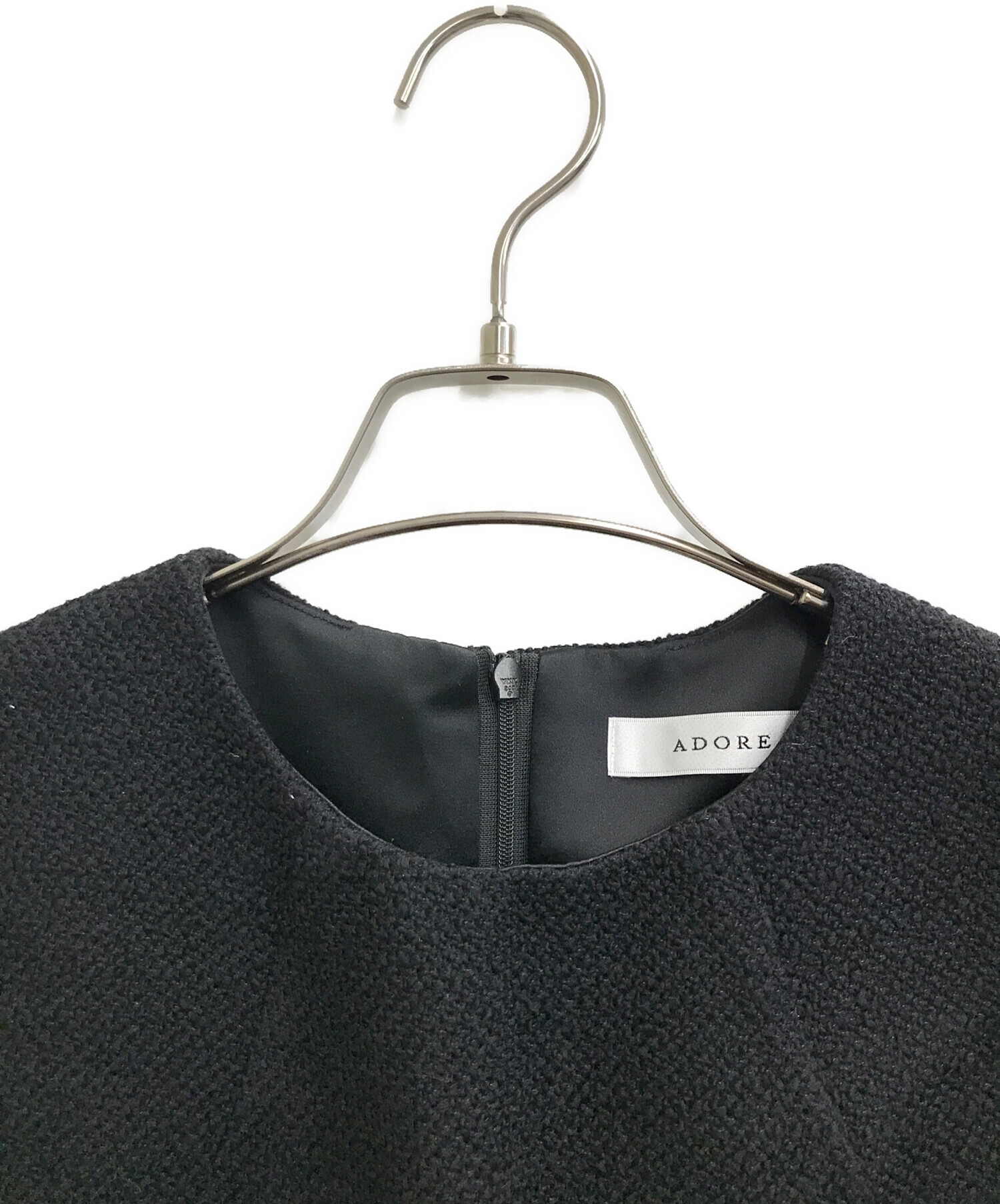 中古・古着通販】ADORE (アドーア) ドライツイードワンピース ブラック