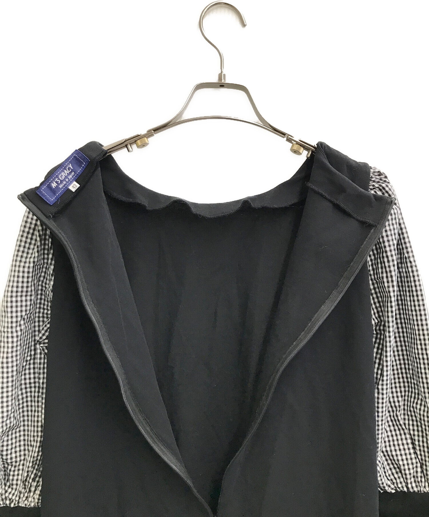 M's Gracy エムズグレイシー・フランネルジャケットXL 42ブラック M's Gracy エムズグレイシー・フランネルジャケットXL 42