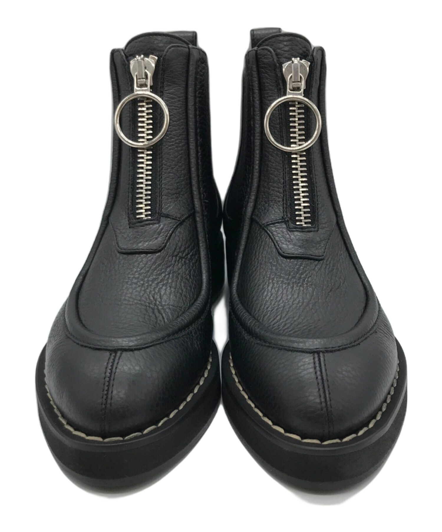 中古・古着通販】CARVEN (カルヴェン) フロントジップブーツ ブラック 