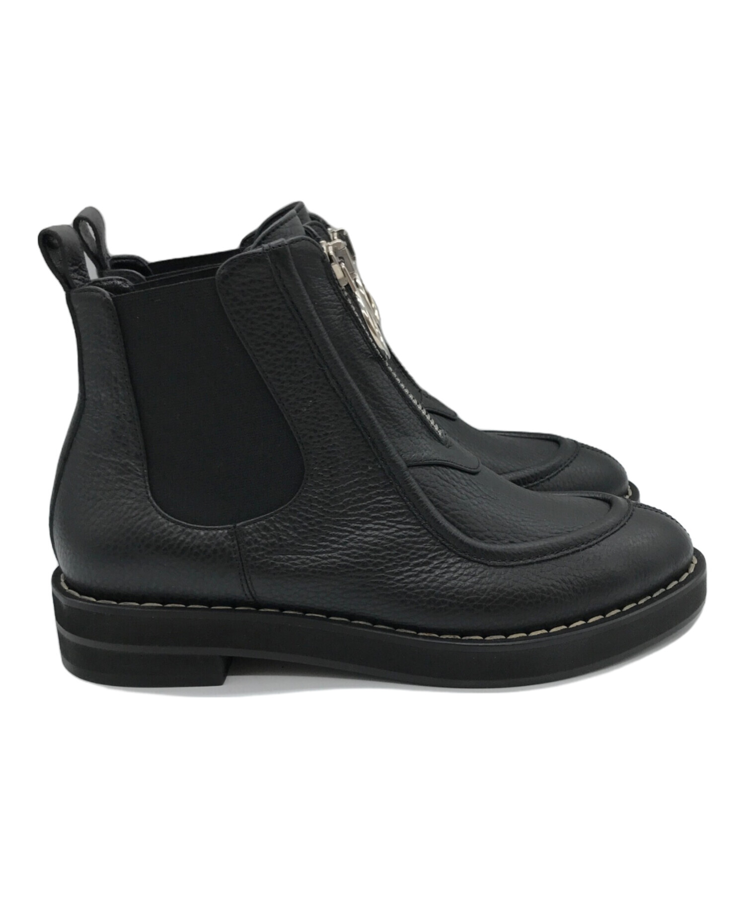 中古・古着通販】CARVEN (カルヴェン) フロントジップブーツ ブラック 