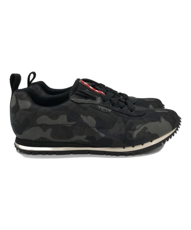 中古・古着通販】PRADA (プラダ) カモフラージュ柄スニーカー ブラック
