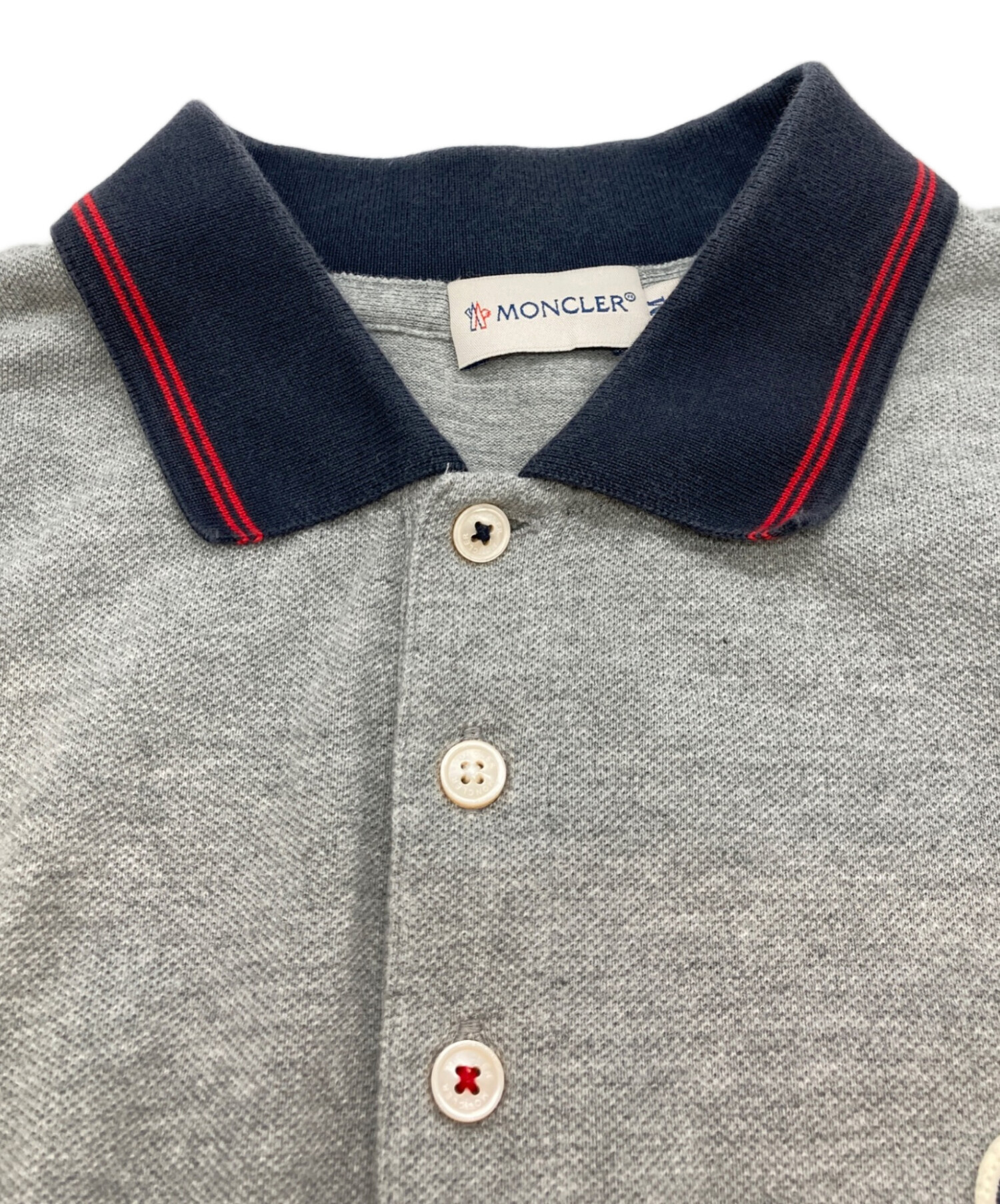 中古・古着通販】MONCLER (モンクレール) ラインポロシャツ グレー