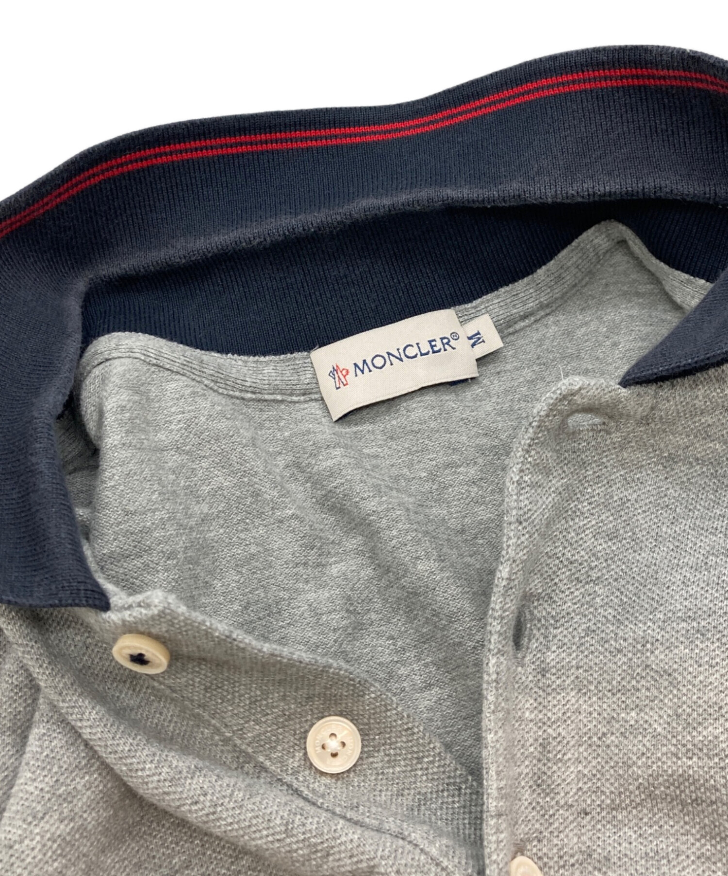 中古・古着通販】MONCLER (モンクレール) ラインポロシャツ グレー