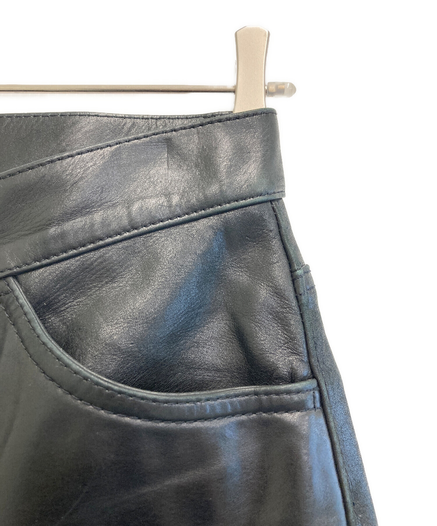 中古・古着通販】LEE (リー) レザーパンツ ブラック サイズ:SIZE 81cm