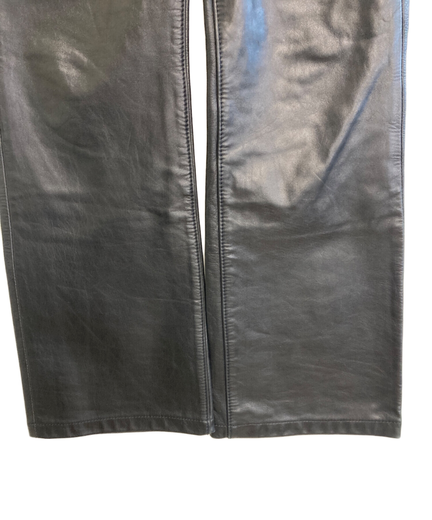 中古・古着通販】LEE (リー) レザーパンツ ブラック サイズ:SIZE 81cm