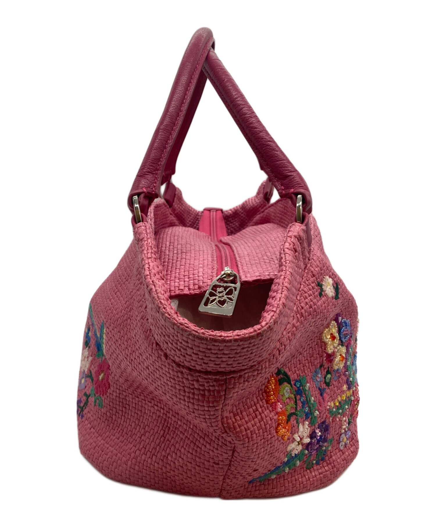 【美品】Think Bee! シンクビー フラワー ハンドバッグ ピンク 花柄 中古・古着通販】Think Bee! (シンクビー!) ソチミルコフラワーバッグ