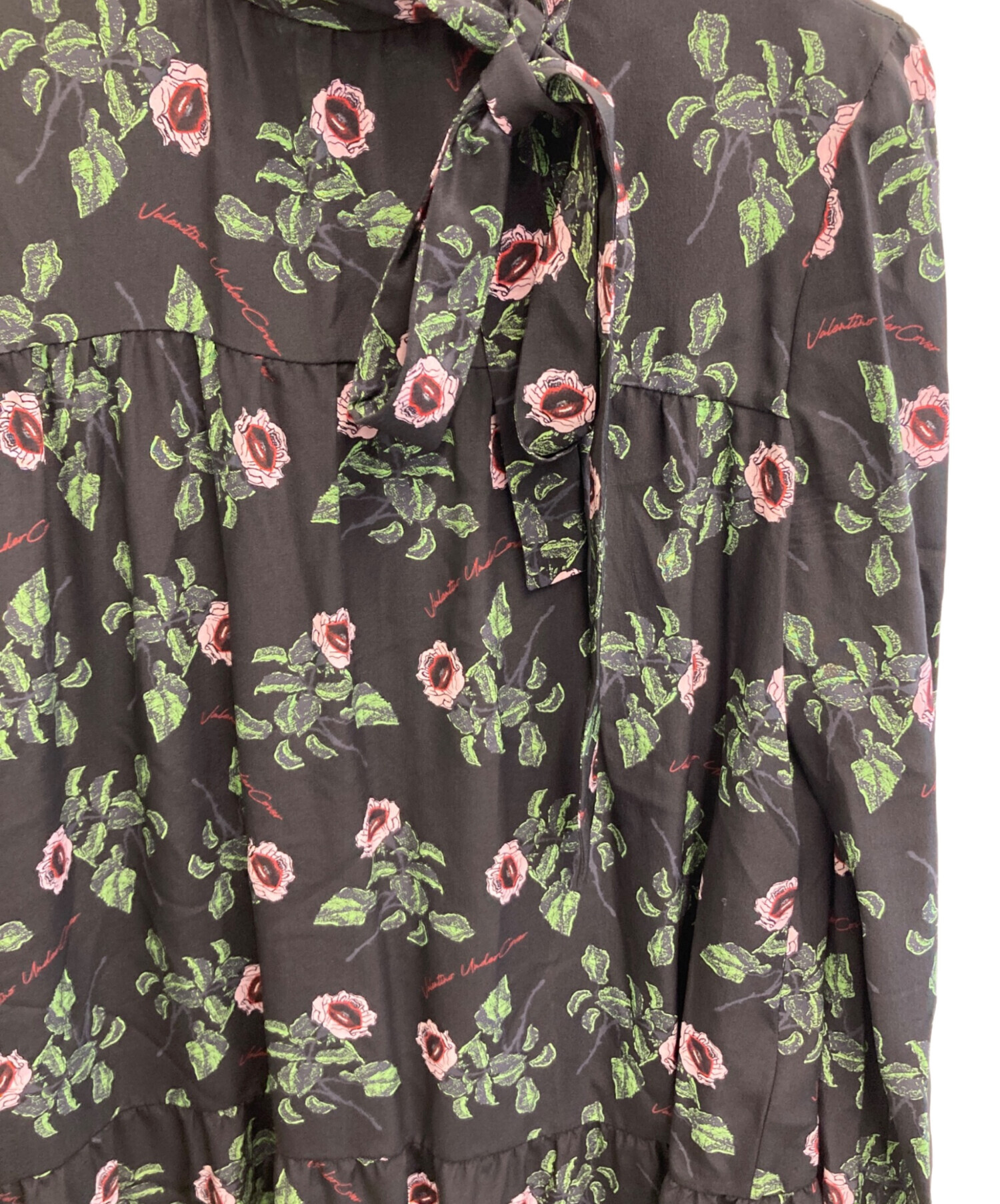 中古・古着通販】VALENTINO (ヴァレンティノ) シルクドレス ブラック 