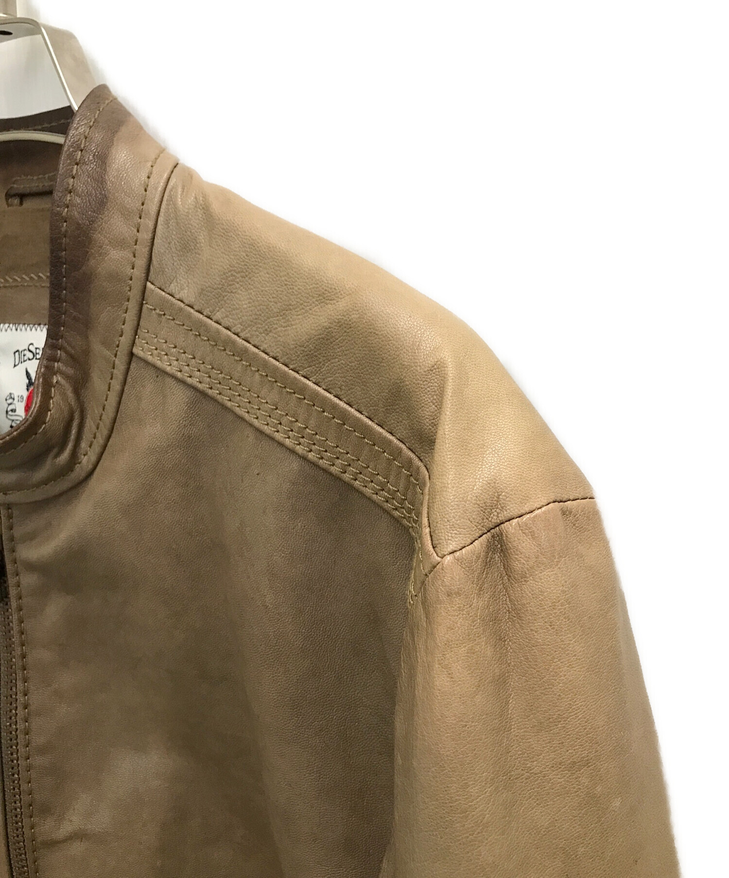 中古・古着通販】DIESEL (ディーゼル) ゴートレザーブルゾン ベージュ 