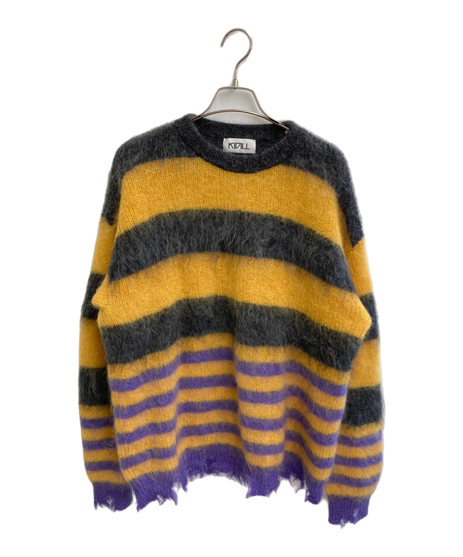中古・古着通販】KIDILL (キディル) MOHAIR BORDER KNIT グレー 