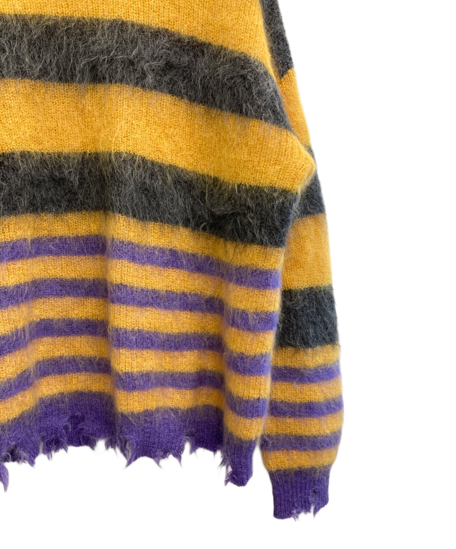 中古・古着通販】KIDILL (キディル) MOHAIR BORDER KNIT グレー
