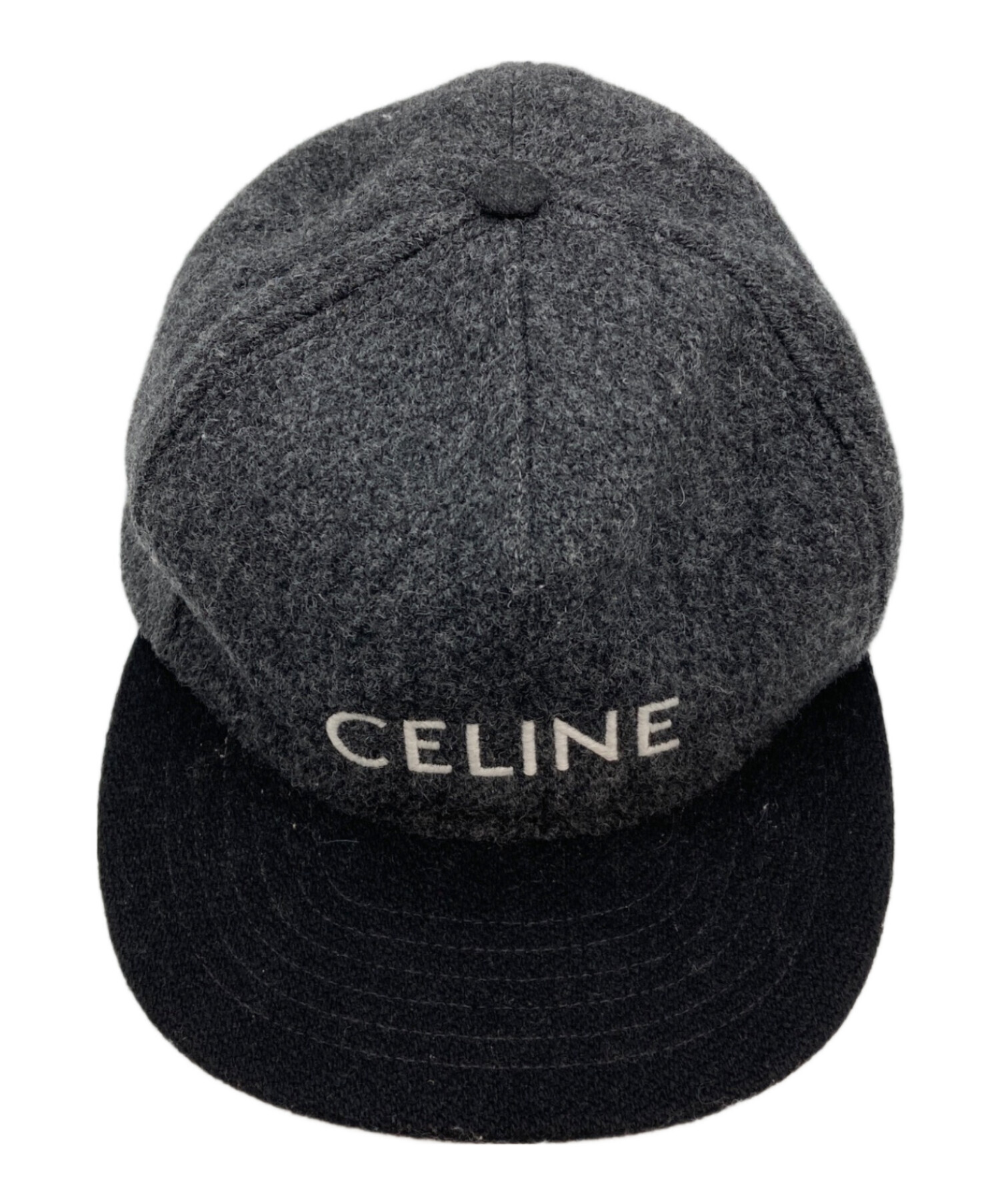中古・古着通販】CELINE (セリーヌ) ウールロゴキャップ ブラック